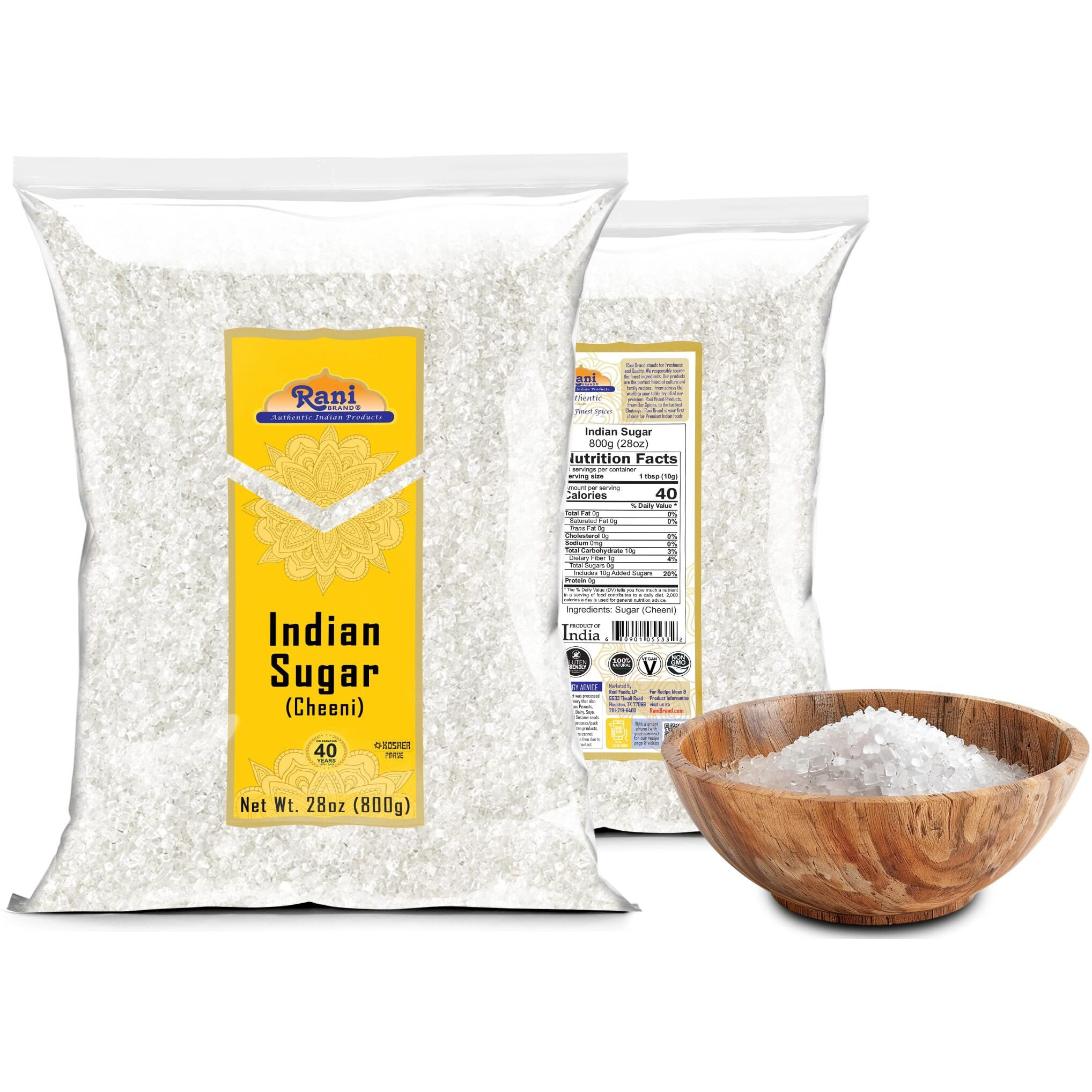 Rani Indian Sugar Khand (Khandsari) 28oz (800g) ~ All Natural, Gluten Friendly, No Colors, Vegan, Indian Origin