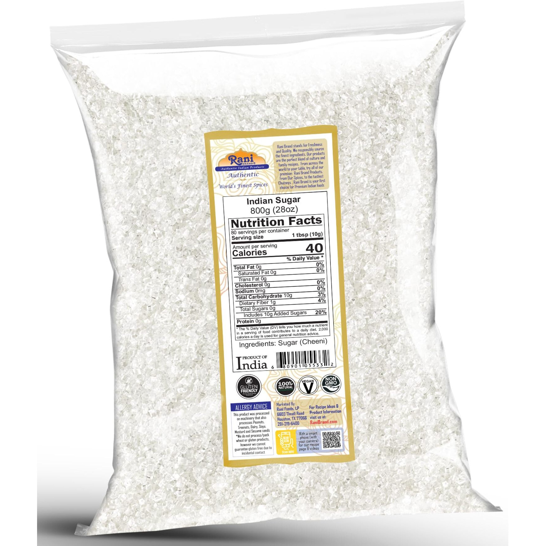 Rani Indian Sugar Khand (Khandsari) 28oz (800g) ~ All Natural, Gluten Friendly, No Colors, Vegan, Indian Origin