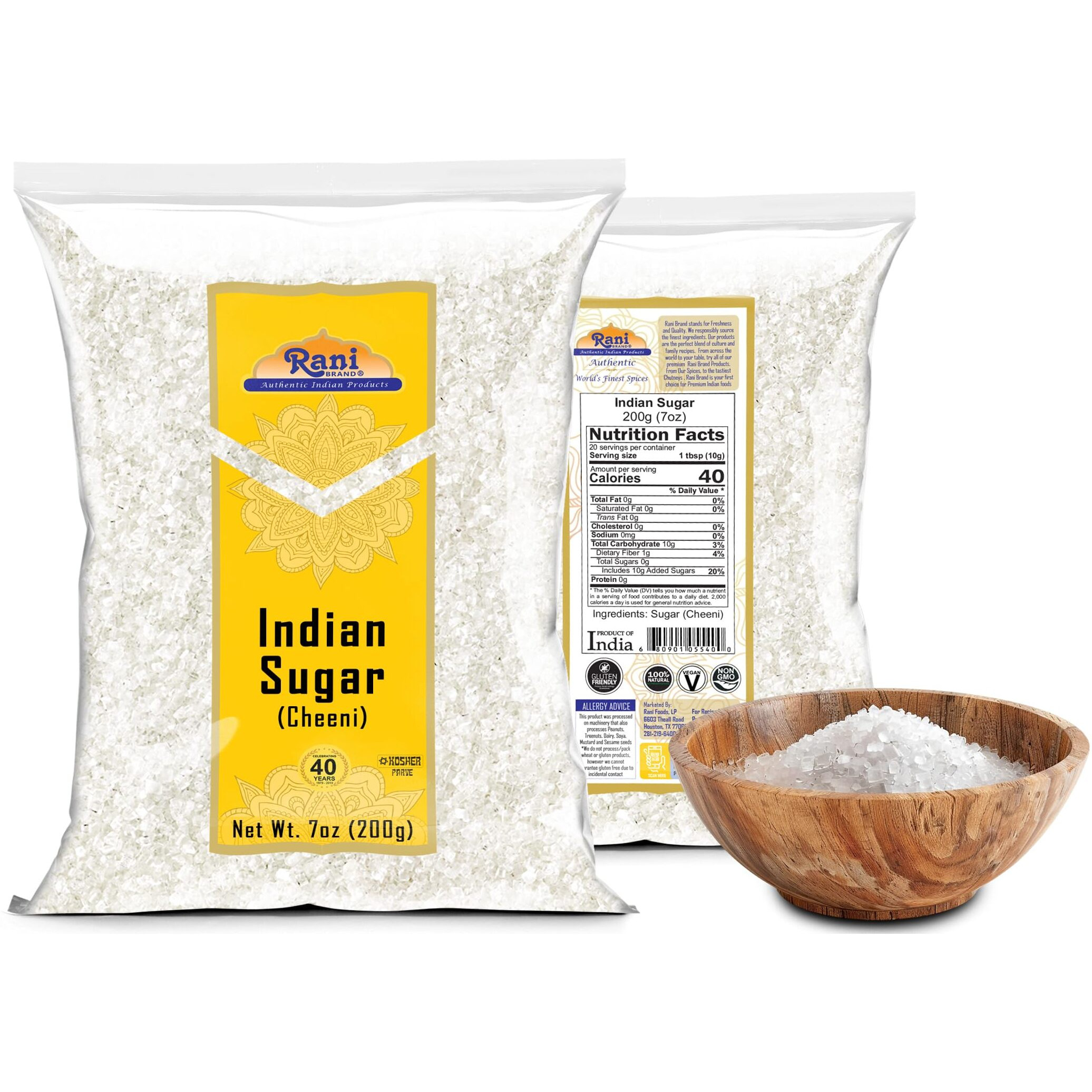 Rani Indian Sugar Khand (Khandsari) 7oz (200g) ~ All Natural, Gluten Friendly, Vegan, NON-GMO, Kosher, Indian Origin