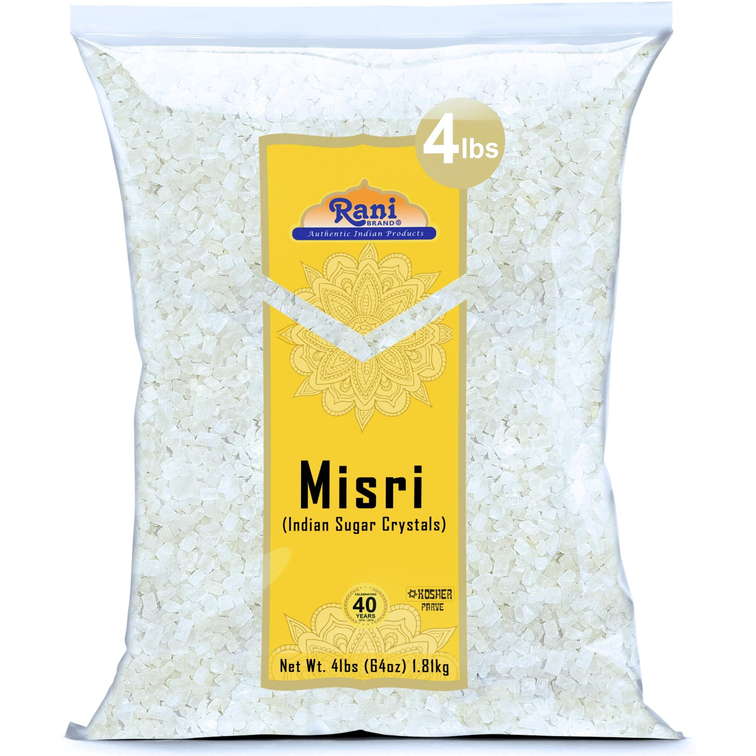 Rani Misri (India Sugar Crystals) 64oz (4lbs) 1.81kg ~ All Natural, Gluten Friendly, No Colors, Vegan, Kosher, Indian Origin