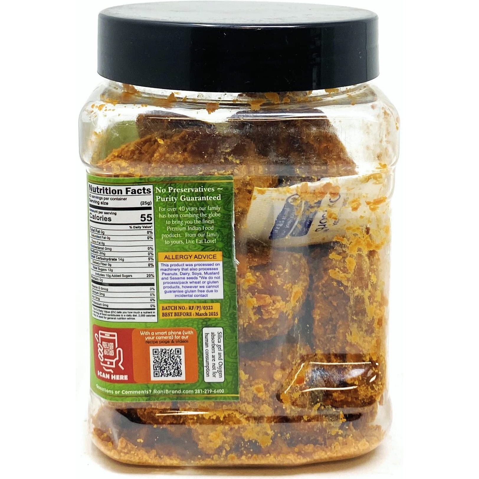 Rani Pan Jaggery (Gur) Indian Unrefined Raw Cane Sugar 17.5oz (1.1lbs) 500g PET Jar ~ Gluten Friendly, Vegan, NON-GMO, No Salt or fillers, Indian Product