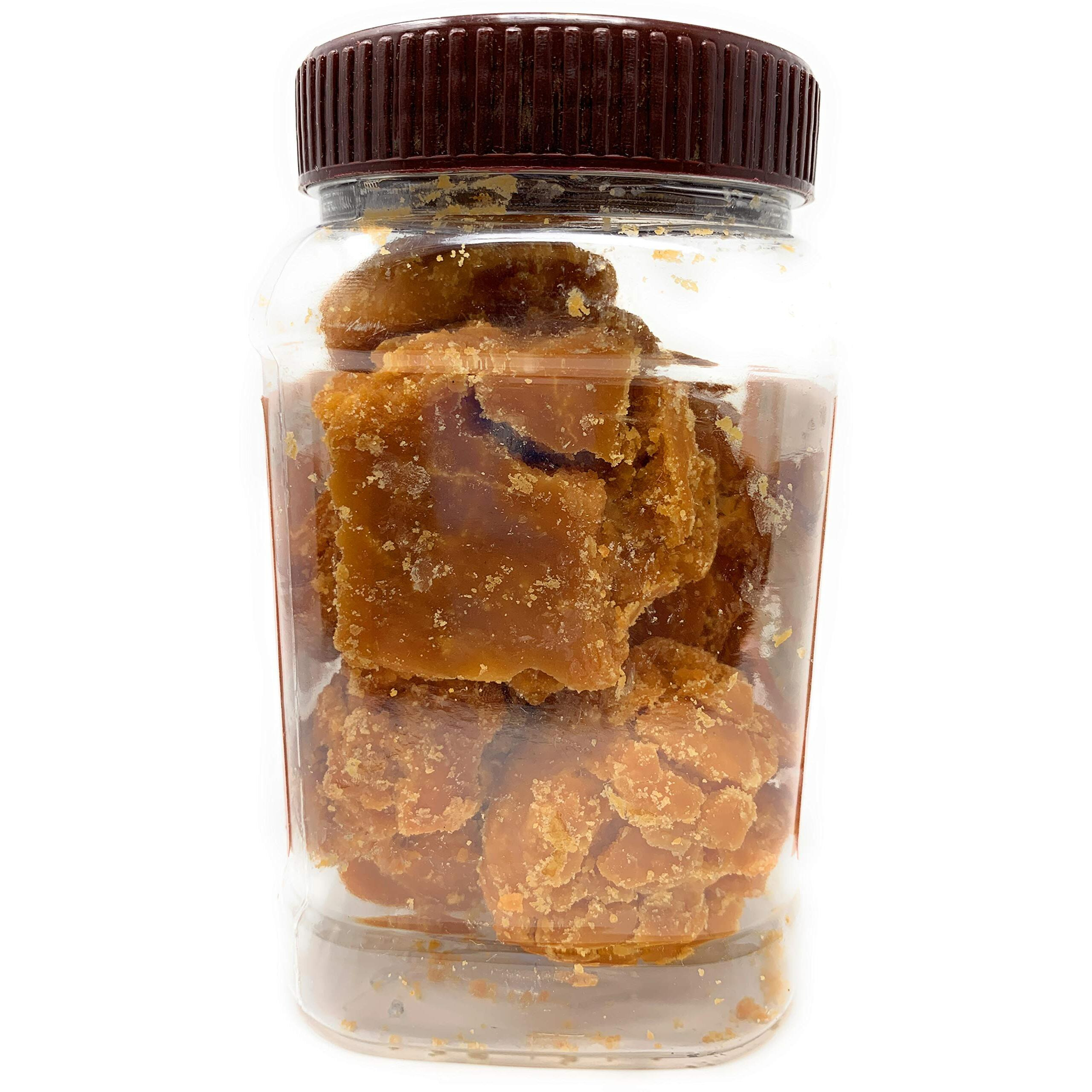 Rani Pesi Gur (Jaggery) Indian Unrefined Raw Cane Sugar 17.5oz (1.1lbs) 500g PET Jar ~ Gluten Friendly, Vegan, NON-GMO, No Salt or fillers, Indian Product