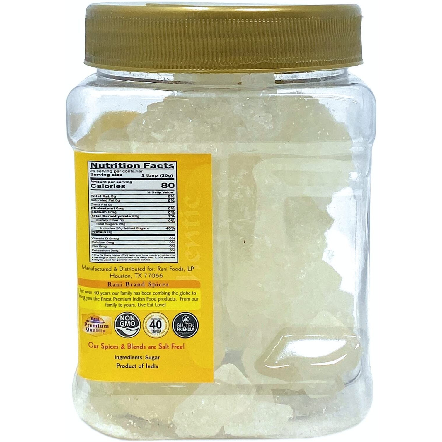 Rani Thread Misri (Rock Sugar/Dhaga Mishri) 17.5oz (1.1lbs) 500g PET Jar ~ All Natural, Gluten Friendly, No Colors, Vegan, Kosher, Indian Origin (Size 17.5oz (1.1lbs) 500g)