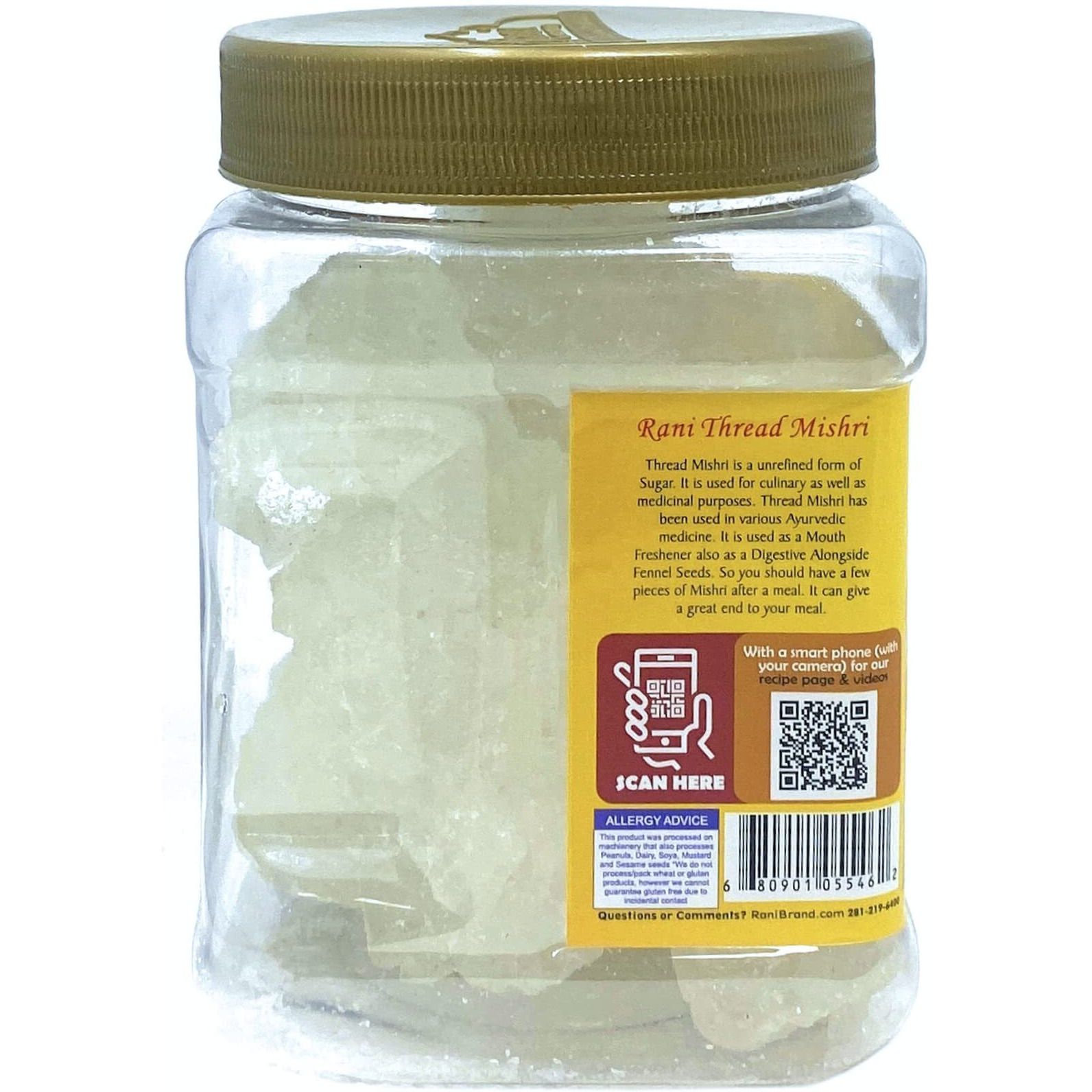 Rani Thread Misri (Rock Sugar/Dhaga Mishri) 17.5oz (1.1lbs) 500g PET Jar ~ All Natural, Gluten Friendly, No Colors, Vegan, Kosher, Indian Origin (Size 17.5oz (1.1lbs) 500g)