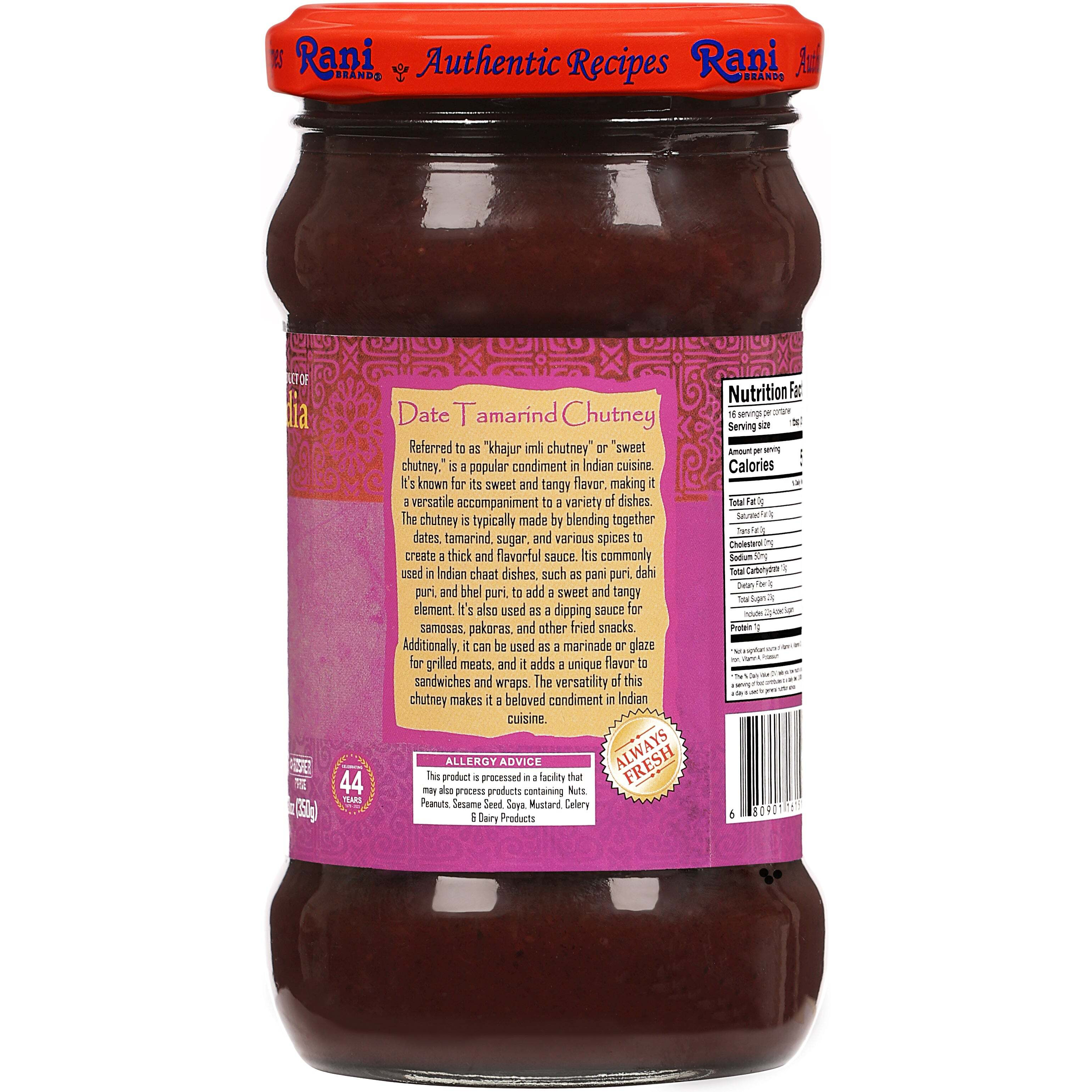 Rani Dates & Tamarind (Imli) Chutney 11.5oz (325g) Glass Jar, Ready to eat, Vegan, Pack of 5+1 FREE ~ Gluten Free, NON-GMO, No Colors, Indian Origin