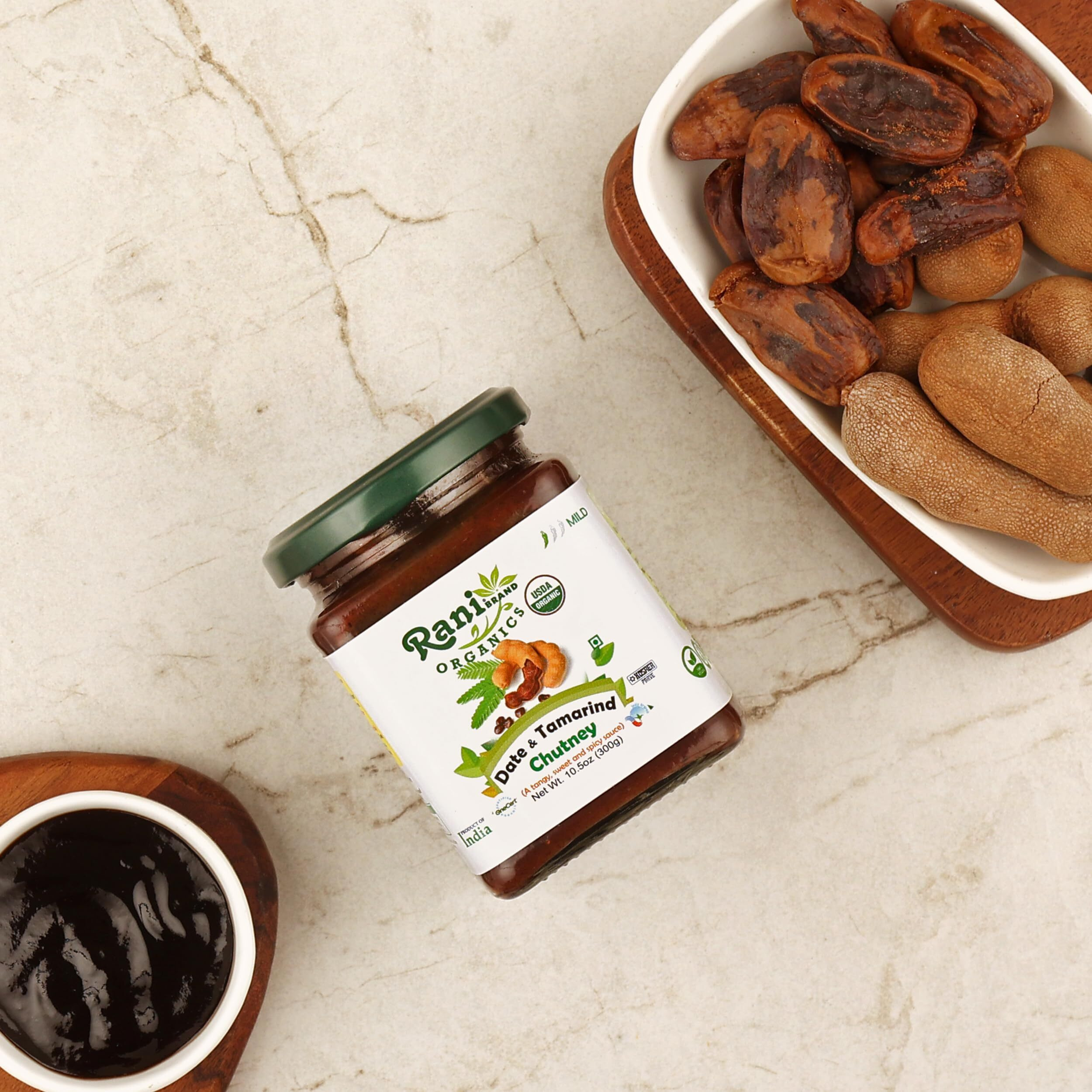 Rani Organic Dates & Tamarind (Imli) Chutney 10.5oz (300g) Glass Jar, Ready to eat, Vegan ~ Gluten Free, NON-GMO, No Colors, Indian Origin, USDA Certified Organic