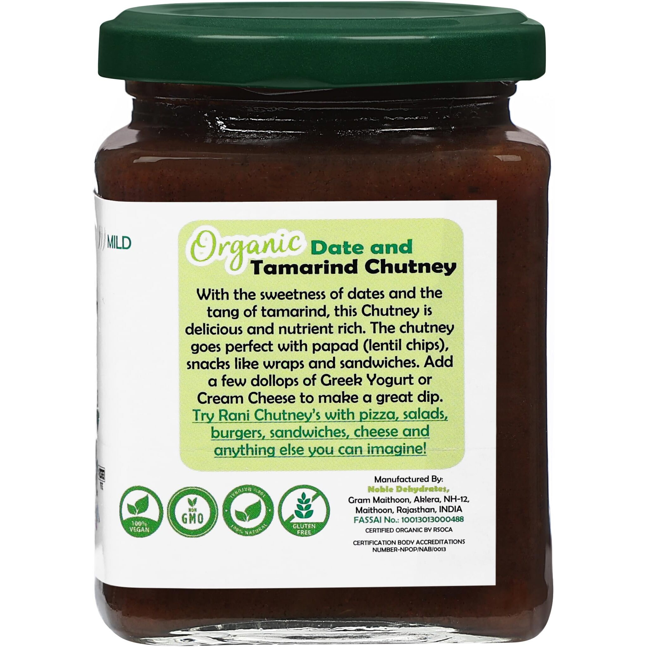Rani Organic Dates & Tamarind (Imli) Chutney 10.5oz (300g) Glass Jar, Ready to eat, Vegan ~ Gluten Free, NON-GMO, No Colors, Indian Origin, USDA Certified Organic
