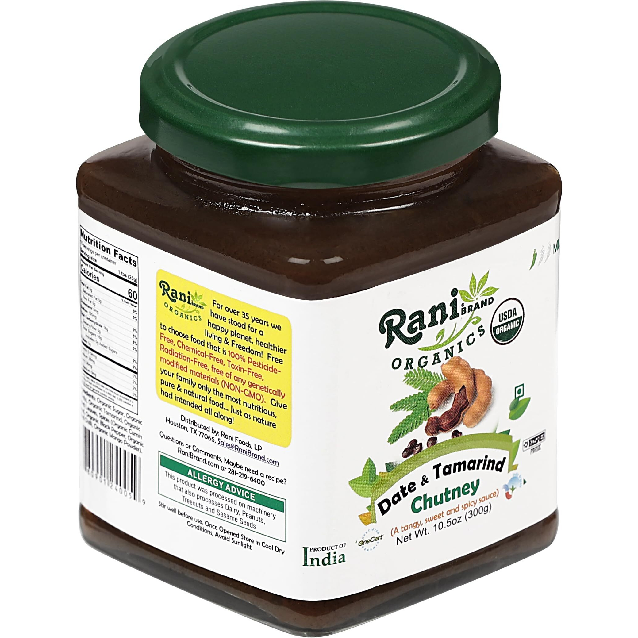 Rani Organic Dates & Tamarind (Imli) Chutney 10.5oz (300g) Glass Jar, Ready to eat, Vegan ~ Gluten Free, NON-GMO, No Colors, Indian Origin, USDA Certified Organic