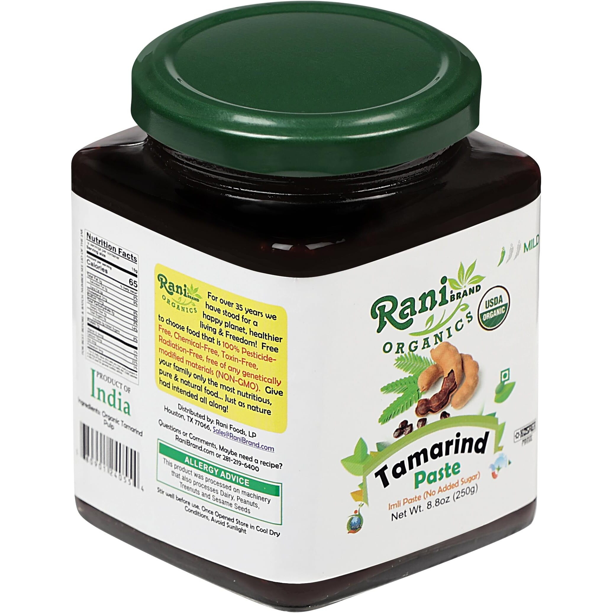 Rani Organic Tamarind Paste (Imli Paste) 8.8oz (250g) Glass Jar, No Sugar Added ~ All Natural, Vegan, Gluten Free, No Colors, NON-GMO, Indian Origin, USDA Certified Organic