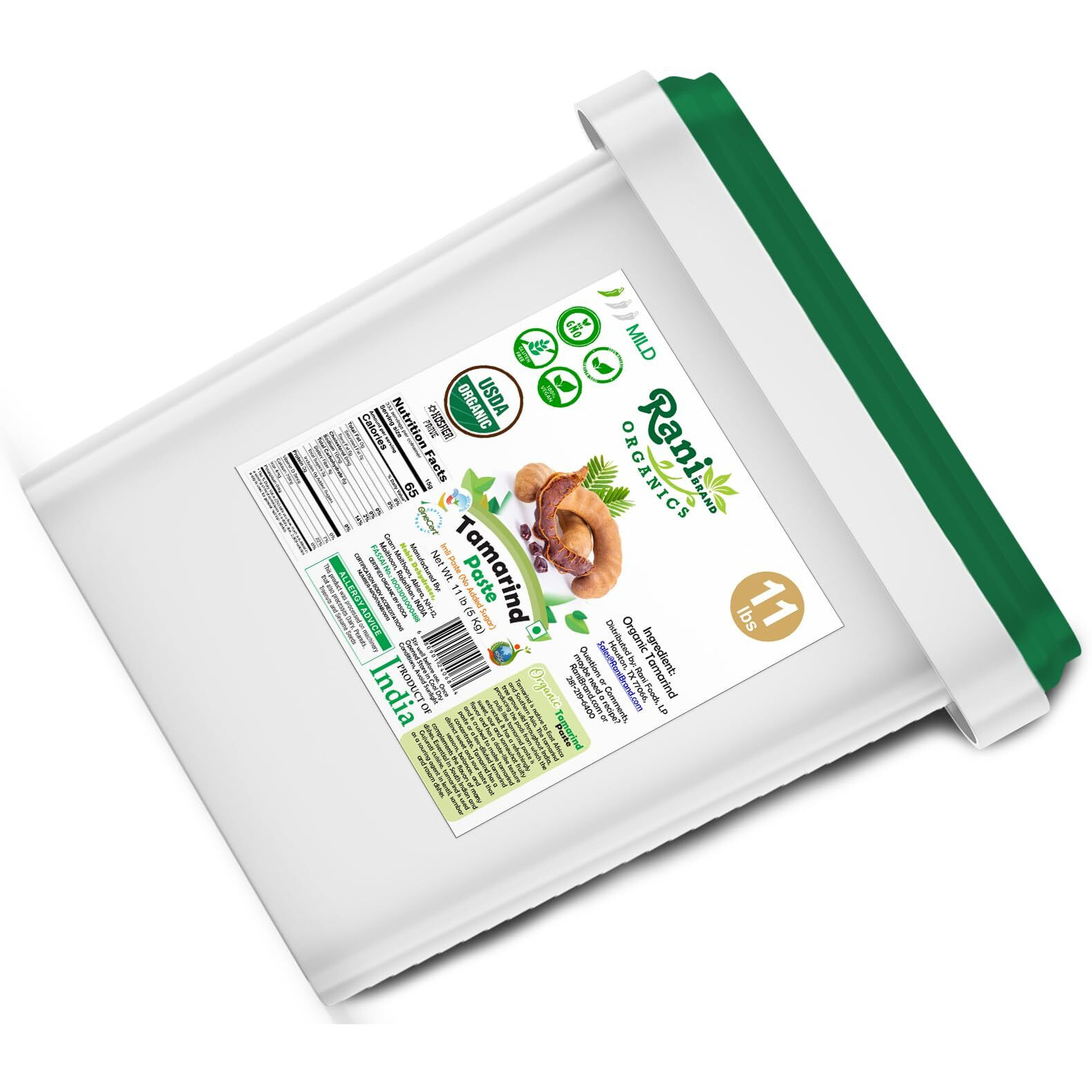 Rani Organic Tamarind Paste (Imli Paste)176oz (11lbs) 5kg Bulk, No Sugar Added ~ All Natural, Vegan, Gluten Free, No Colors, NON-GMO, Kosher, Indian Origin, USDA Certified Organic