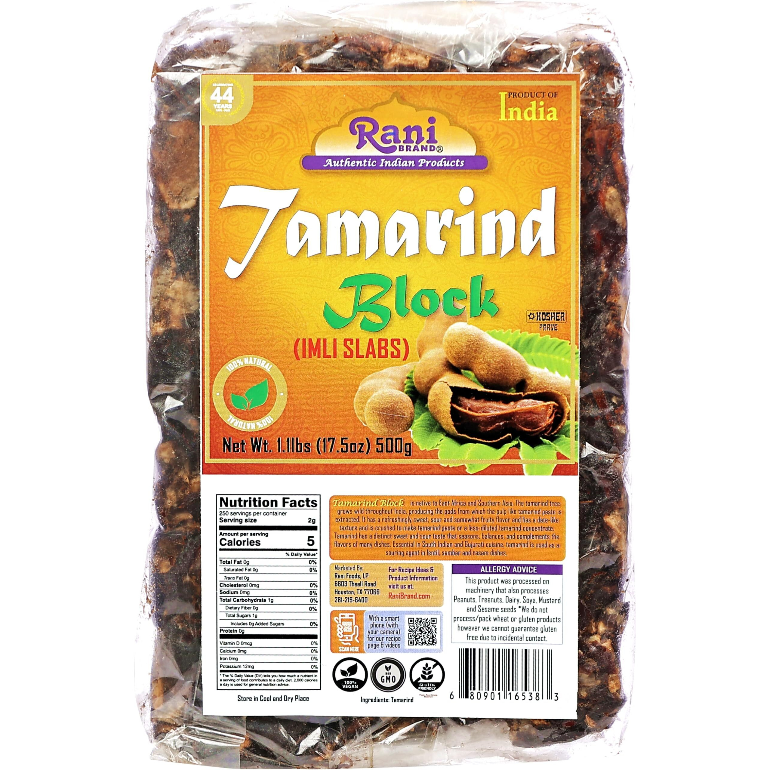 Rani Tamarind Block (Imli Slab) 17.5oz (1.1lbs) 500g ~ All Natural, No added sugar, Vegan, Gluten Friendly, NON-GMO, Kosher, Indian Origin (Size 17.5oz (1.1lbs) 500g)