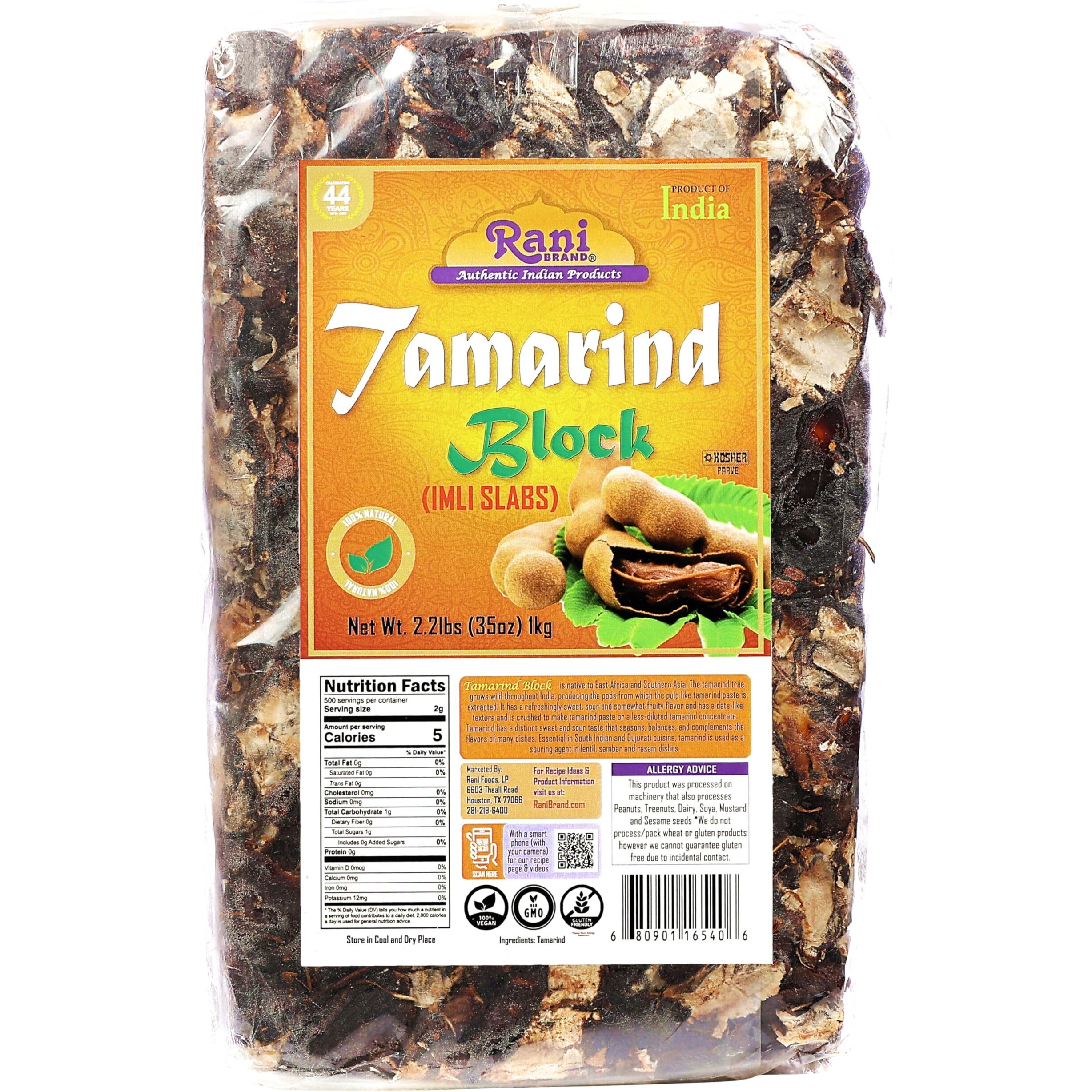 Rani Tamarind Block (Imli Slab) 35oz (2.2lbs) 1kg ~ All Natural, No added sugar, Vegan, Gluten Friendly, NON-GMO, Kosher, Indian Origin (Size 35oz (2.2lbs) 1kg)