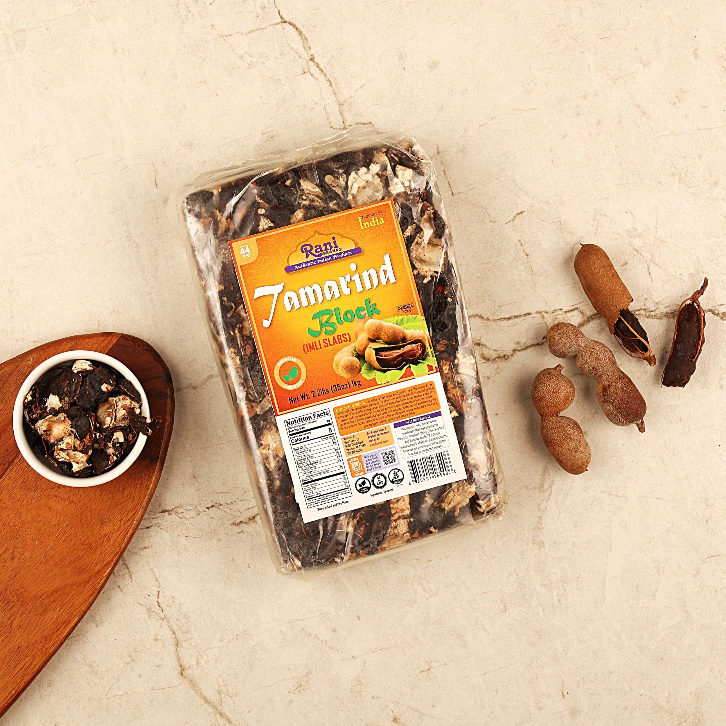 Rani Tamarind Block (Imli Slab) 35oz (2.2lbs) 1kg ~ All Natural, No added sugar, Vegan, Gluten Friendly, NON-GMO, Kosher, Indian Origin (Size 35oz (2.2lbs) 1kg)