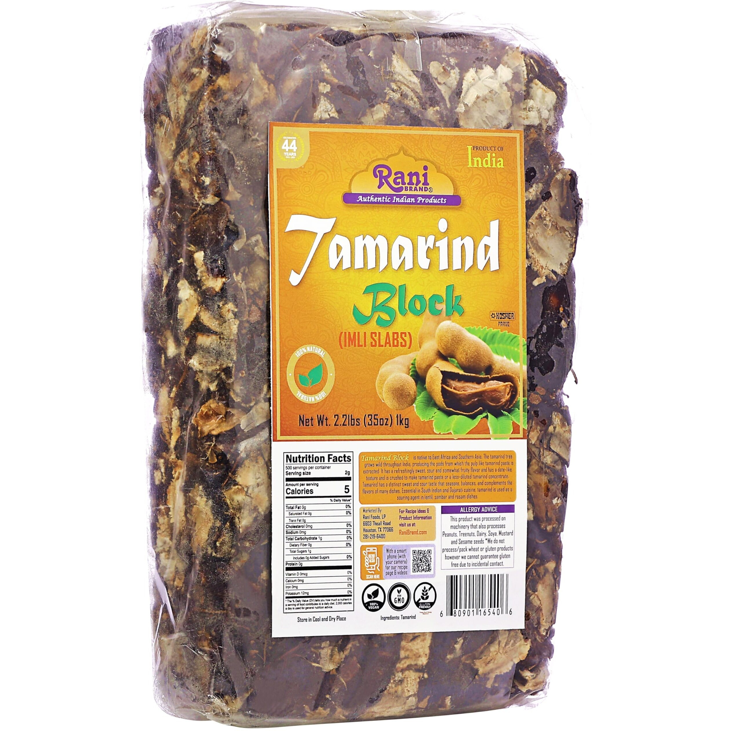 Rani Tamarind Block (Imli Slab) 35oz (2.2lbs) 1kg ~ All Natural, No added sugar, Vegan, Gluten Friendly, NON-GMO, Kosher, Indian Origin (Size 35oz (2.2lbs) 1kg)