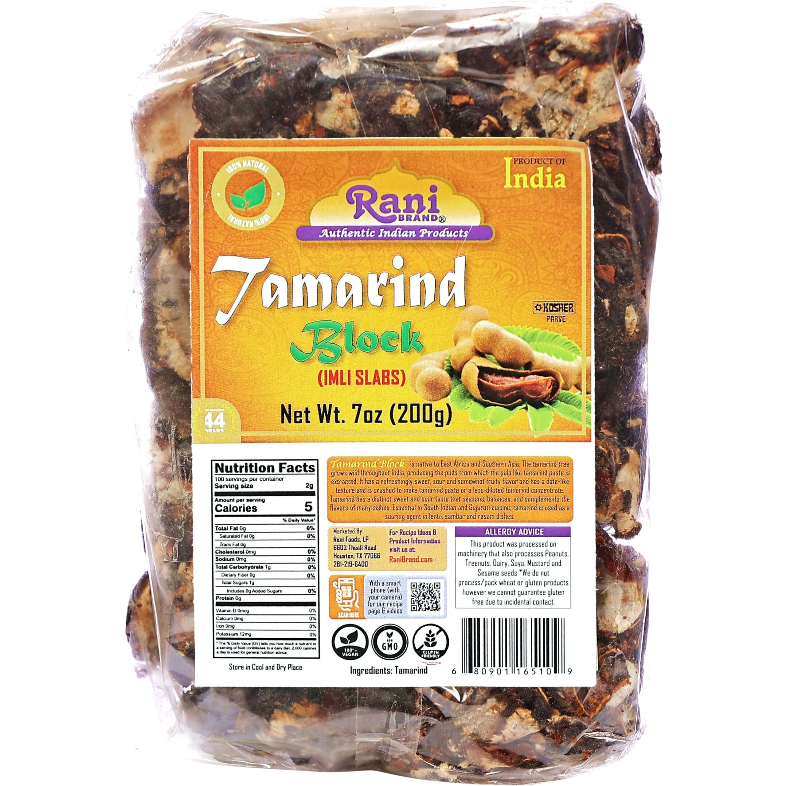 Rani Tamarind Block (Imli Slab) 7oz (200g) ~ All Natural, No added sugar, Vegan, Gluten Friendly, NON-GMO, Kosher, Indian Origin (Size 7oz (200g))