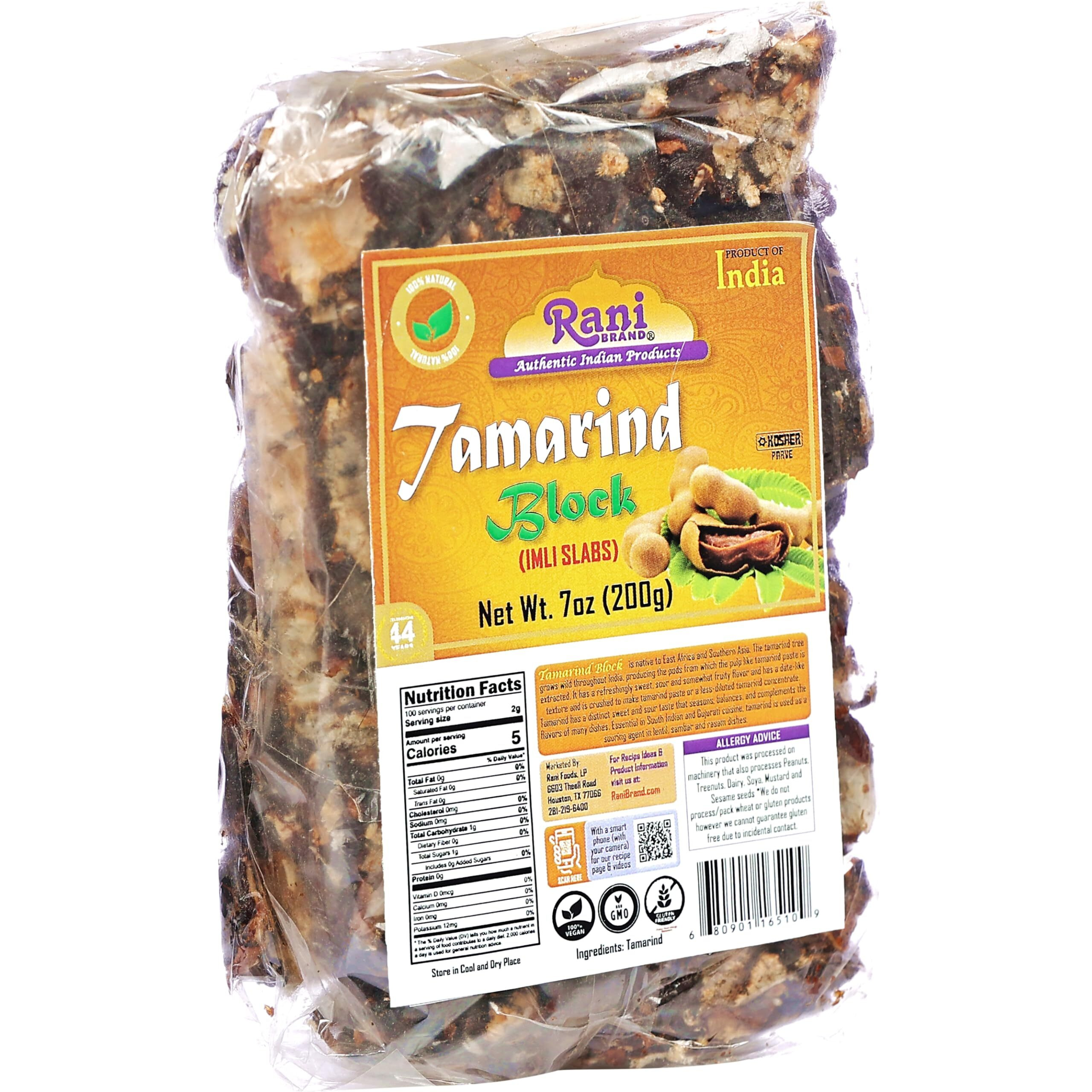 Rani Tamarind Block (Imli Slab) 7oz (200g), Pack of 3 ~ All Natural, No added sugar, Vegan, Gluten Friendly, NON-GMO, Kosher, Indian Origin (Size 7oz (200g))