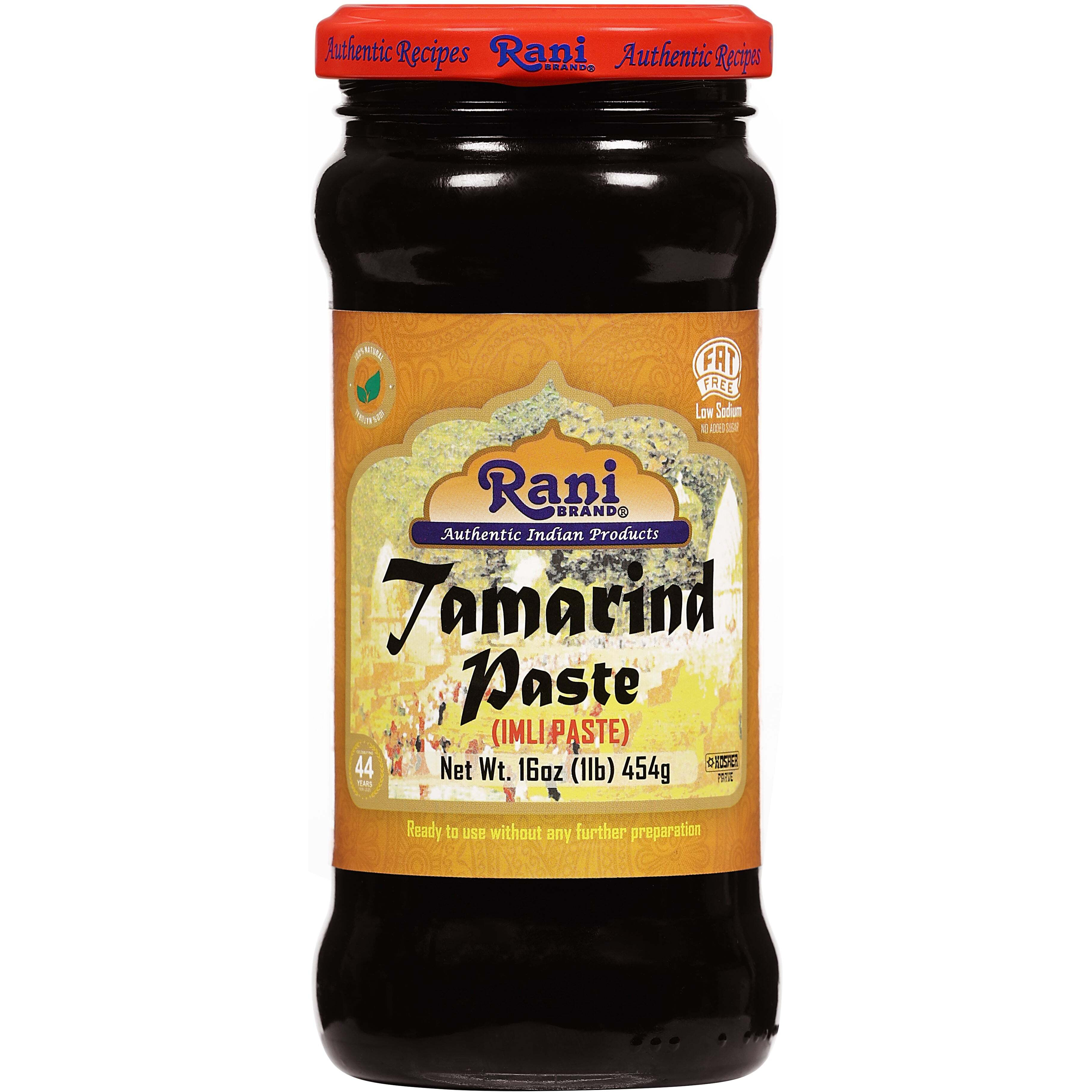 Rani Tamarind Paste Puree (Imli) 16oz (1lb) 454g Glass Jar, No added sugar, Pack of 5+1 FREE ~ All Natural, Vegan, Gluten Free, No Colors, NON-GMO, Indian Origin (Size 16oz (1lb) 454g)