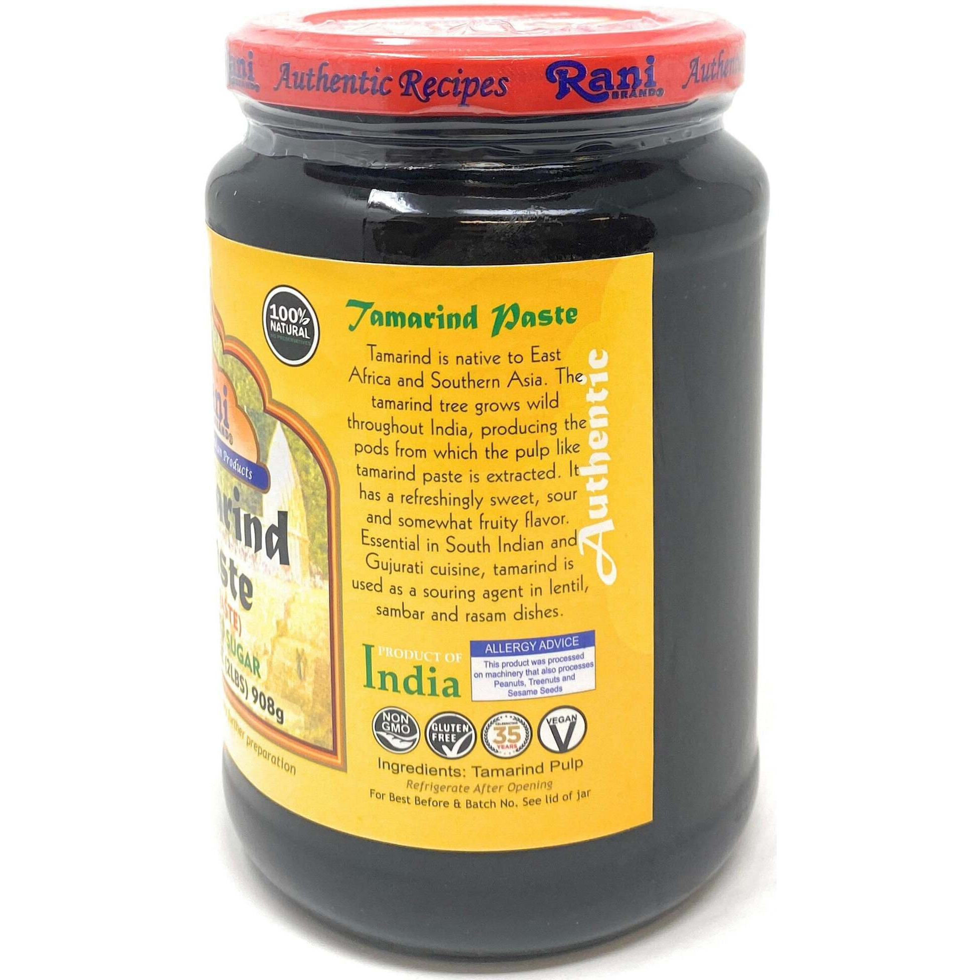 Rani Tamarind Paste Puree (Imli) 32oz (2lbs) 908g Bulk Glass Jar, No added sugar, Pack of 5+1 FREE ~ All Natural, Vegan, Gluten Free, No Colors, NON-GMO, Indian Origin (Size 32oz (2lbs) 908g)