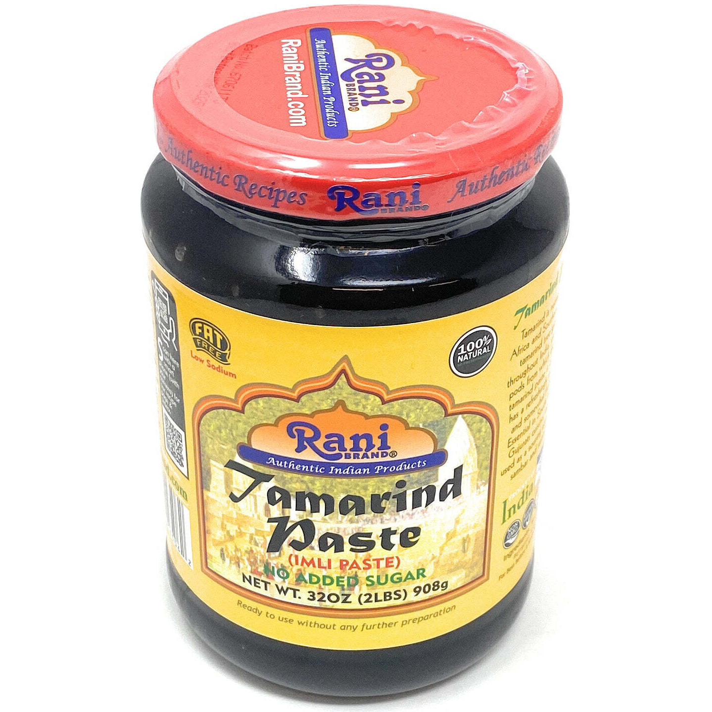 Rani Tamarind Paste Puree (Imli) 32oz (2lbs) 908g Bulk Glass Jar, No added sugar, Pack of 5+1 FREE ~ All Natural, Vegan, Gluten Free, No Colors, NON-GMO, Indian Origin (Size 32oz (2lbs) 908g)