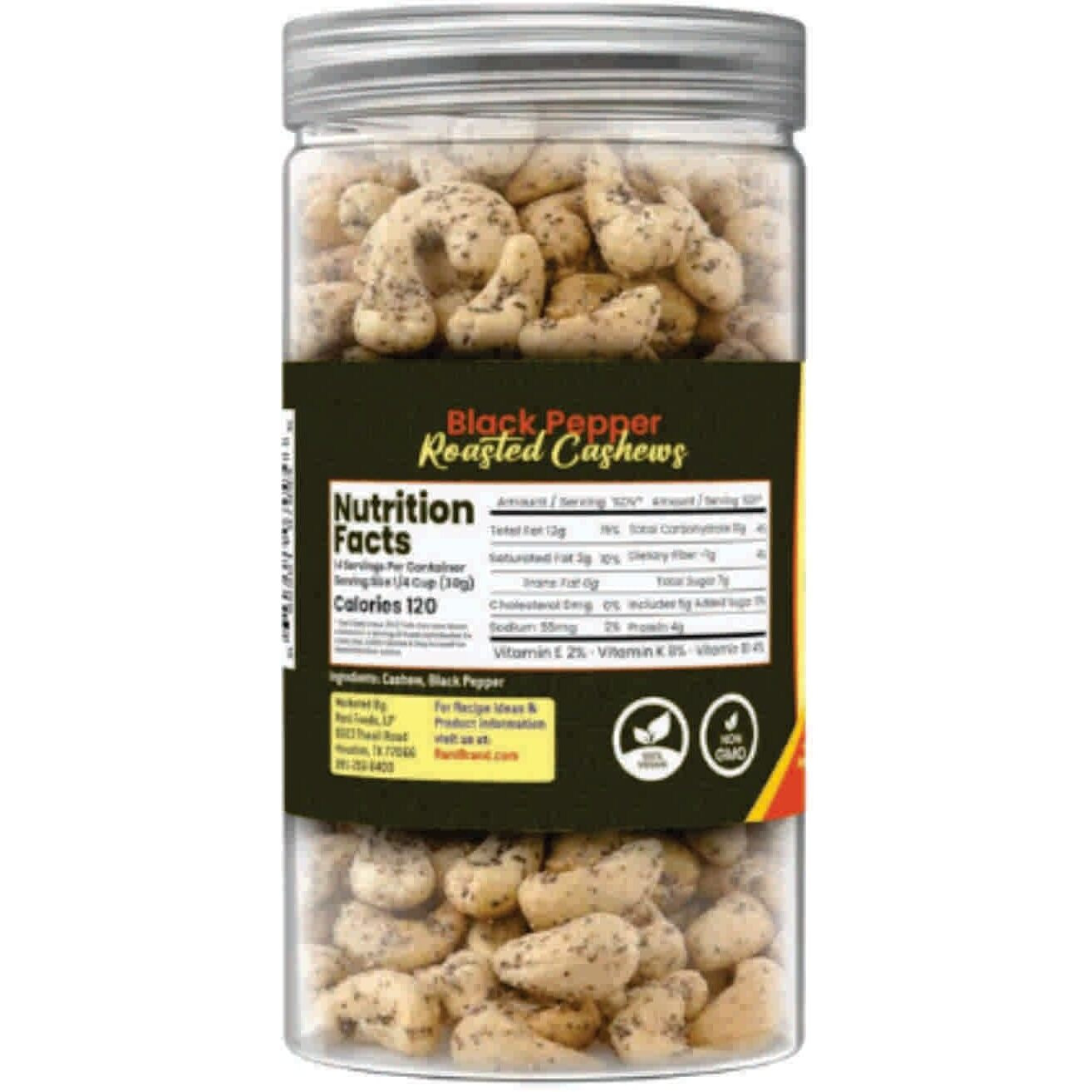 Rani Black Pepper Roasted Cashews 14oz (400g) PET Jar, Non-Fried, Oil Free ~ All Natural, Vegan, Gluten Friendly, NON-GMO, Kosher, Air Roasted, Crunchy & Flavorful