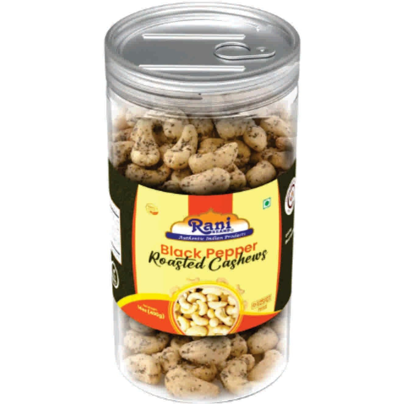 Rani Black Pepper Roasted Cashews 14oz (400g) PET Jar, Non-Fried, Oil Free ~ All Natural, Vegan, Gluten Friendly, NON-GMO, Kosher, Air Roasted, Crunchy & Flavorful