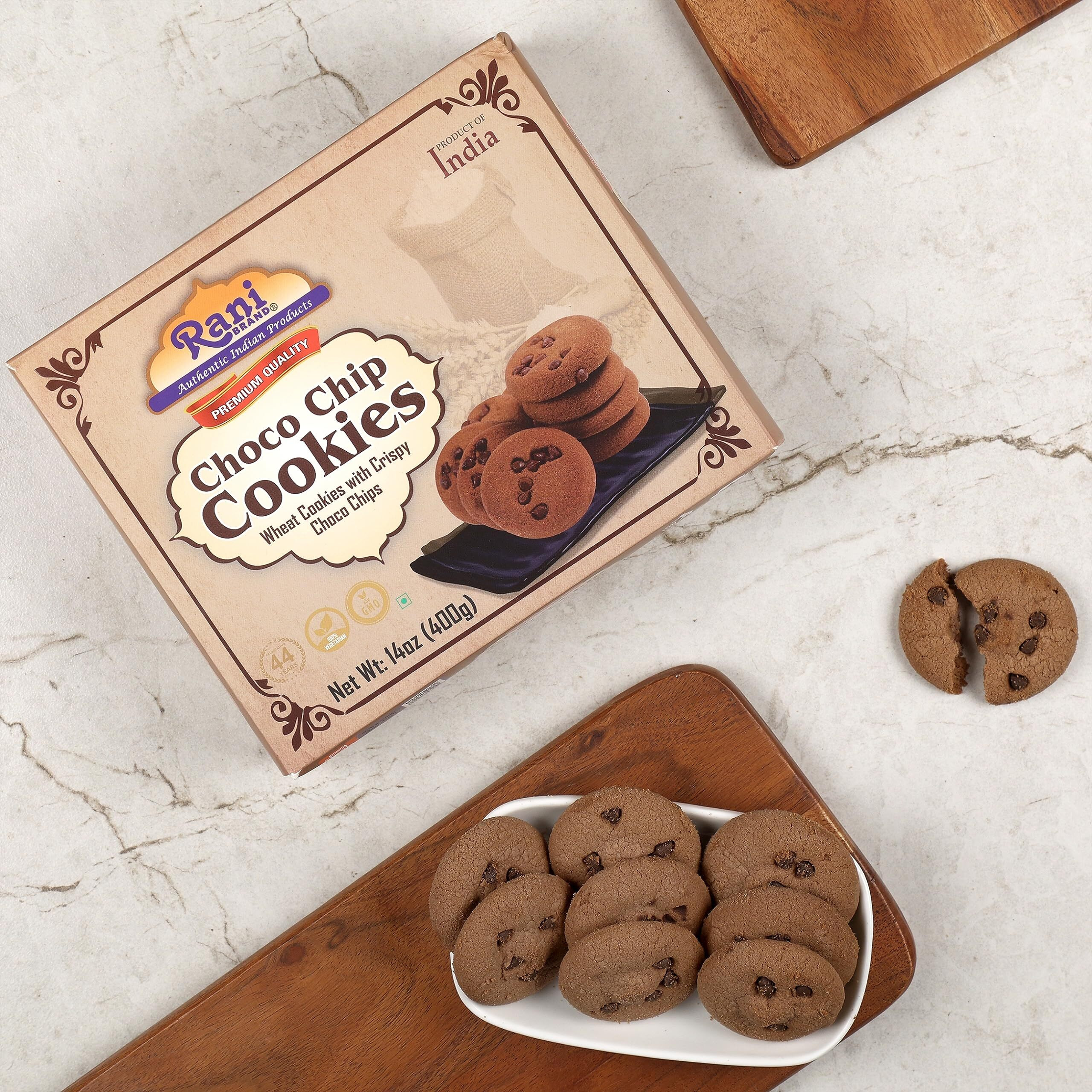 Rani Choco Chip Cookies (Wheat Cookies with Crispy Choco Chips) 14oz (400g) Premium Quality Indian Cookies ~ Vegan, Non-GMO, Indian Origin