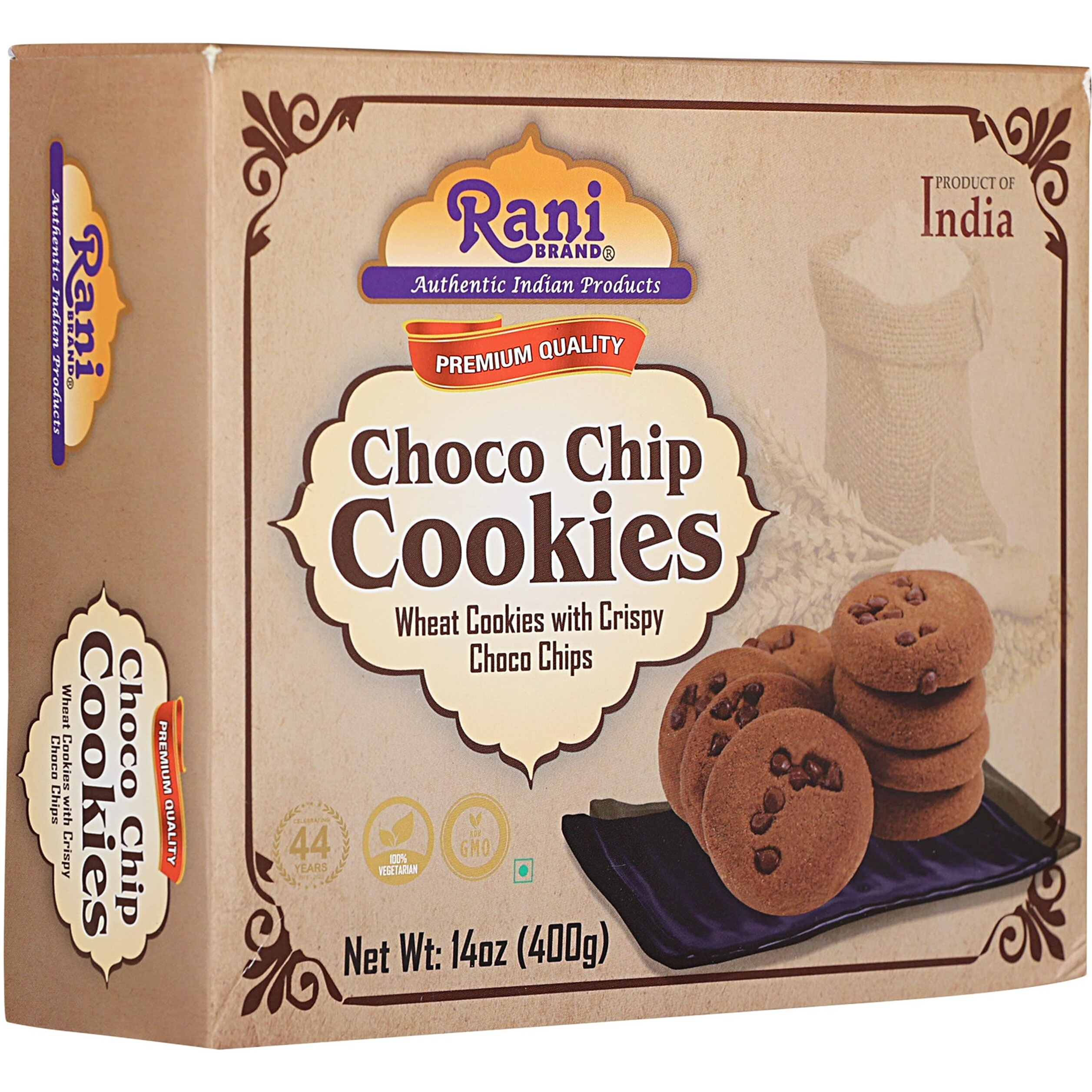 Rani Choco Chip Cookies (Wheat Cookies with Crispy Choco Chips) 14oz (400g) Premium Quality Indian Cookies ~ Vegan, Non-GMO, Indian Origin