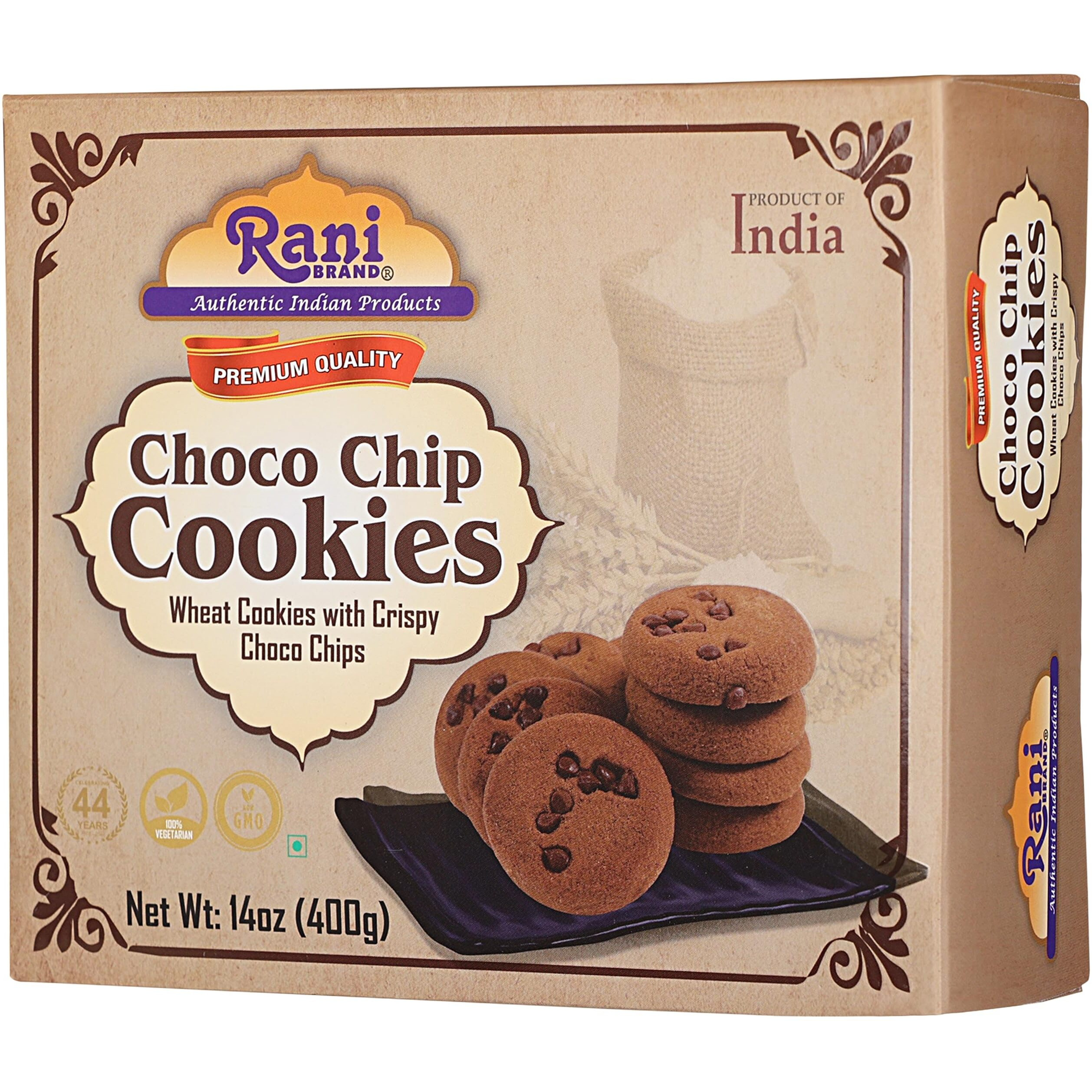 Rani Choco Chip Cookies (Wheat Cookies with Crispy Choco Chips) 14oz (400g) Premium Quality Indian Cookies ~ Vegan, Non-GMO, Indian Origin