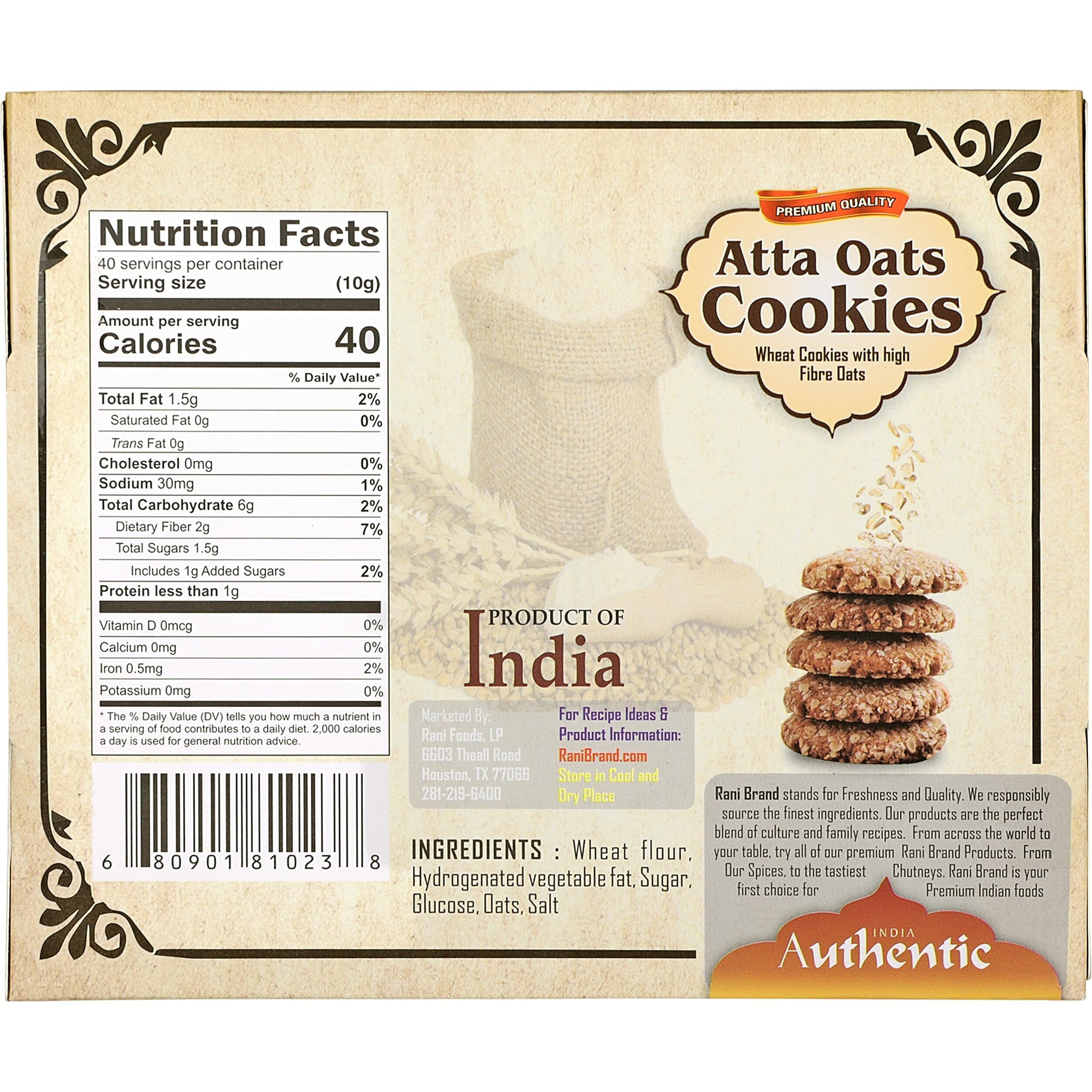 Rani Cookies Variety Pack of 4 (Atta Oats, Jam, Milk Elaichi, Coconut) 14oz (400g) each, Premium Quality Indian Cookies ~ Vegan, Non-GMO, Indian Origin