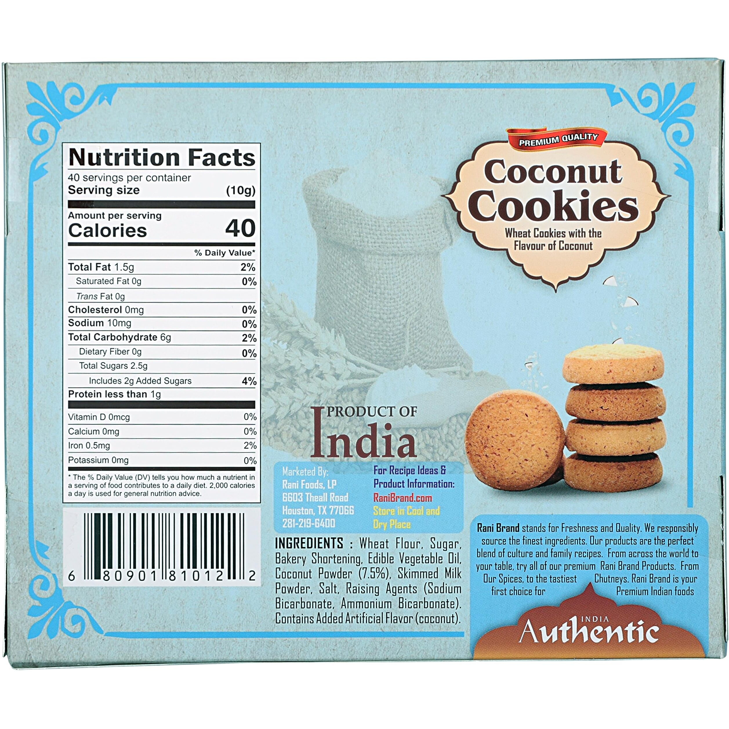 Rani Cookies Variety Pack of 4 (Atta Oats, Jam, Milk Elaichi, Coconut) 14oz (400g) each, Premium Quality Indian Cookies ~ Vegan, Non-GMO, Indian Origin
