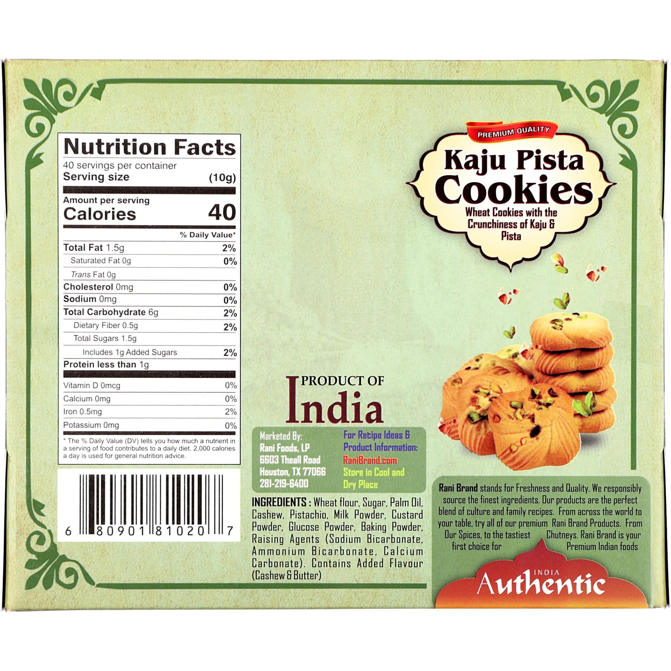 Rani Cookies Variety Pack of 4 (Dry Fruits, Kaju Pista, Methi, Tutti Fruity) 14oz (400g) each, Premium Quality Indian Cookies ~ Vegan, Non-GMO, Indian Origin