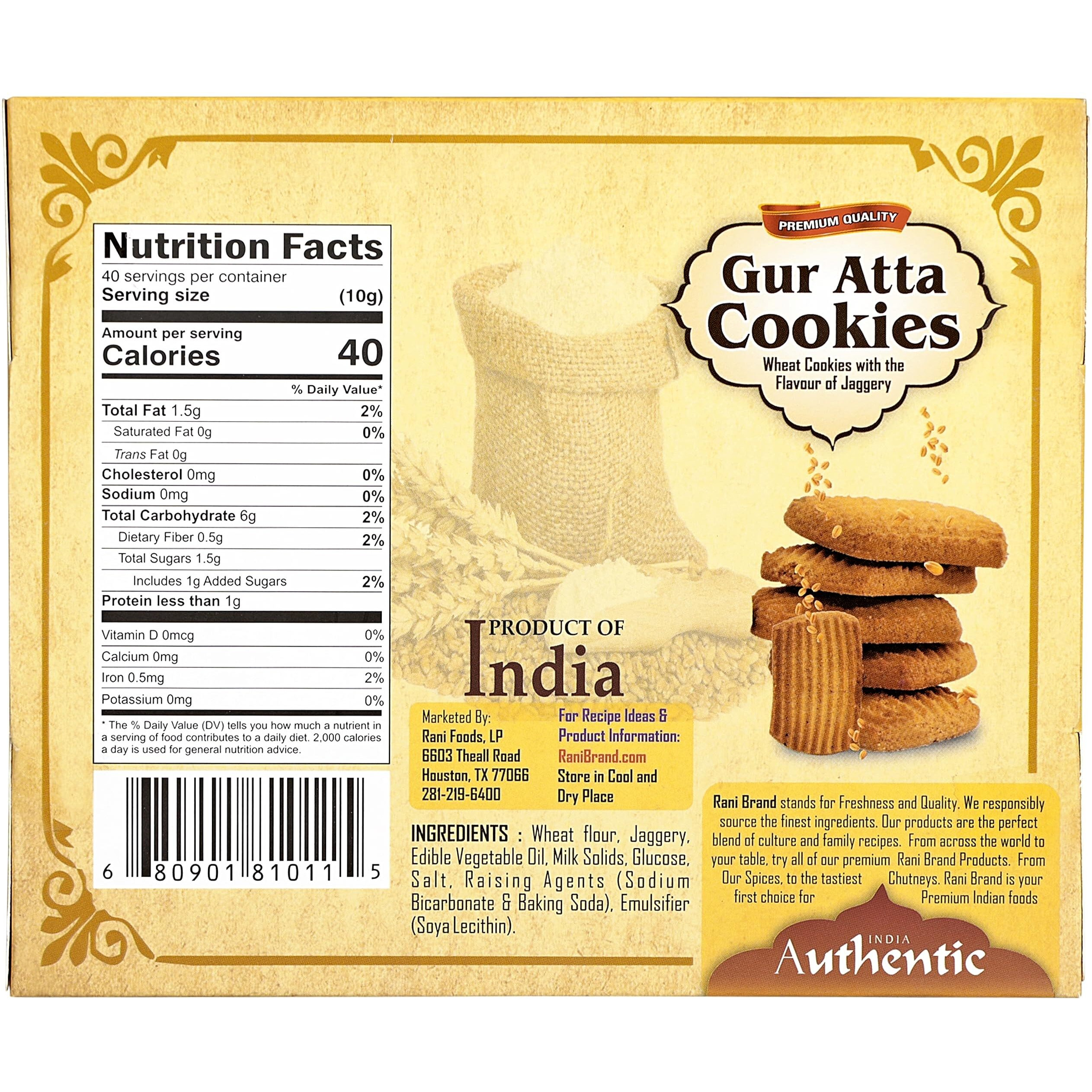 Rani Cookies Variety Pack of 4 (Gur Atta, Almond, Ajwain, Dry Fruits) 14oz (400g) each, Premium Quality Indian Cookies ~ Vegan, Non-GMO, Indian Origin