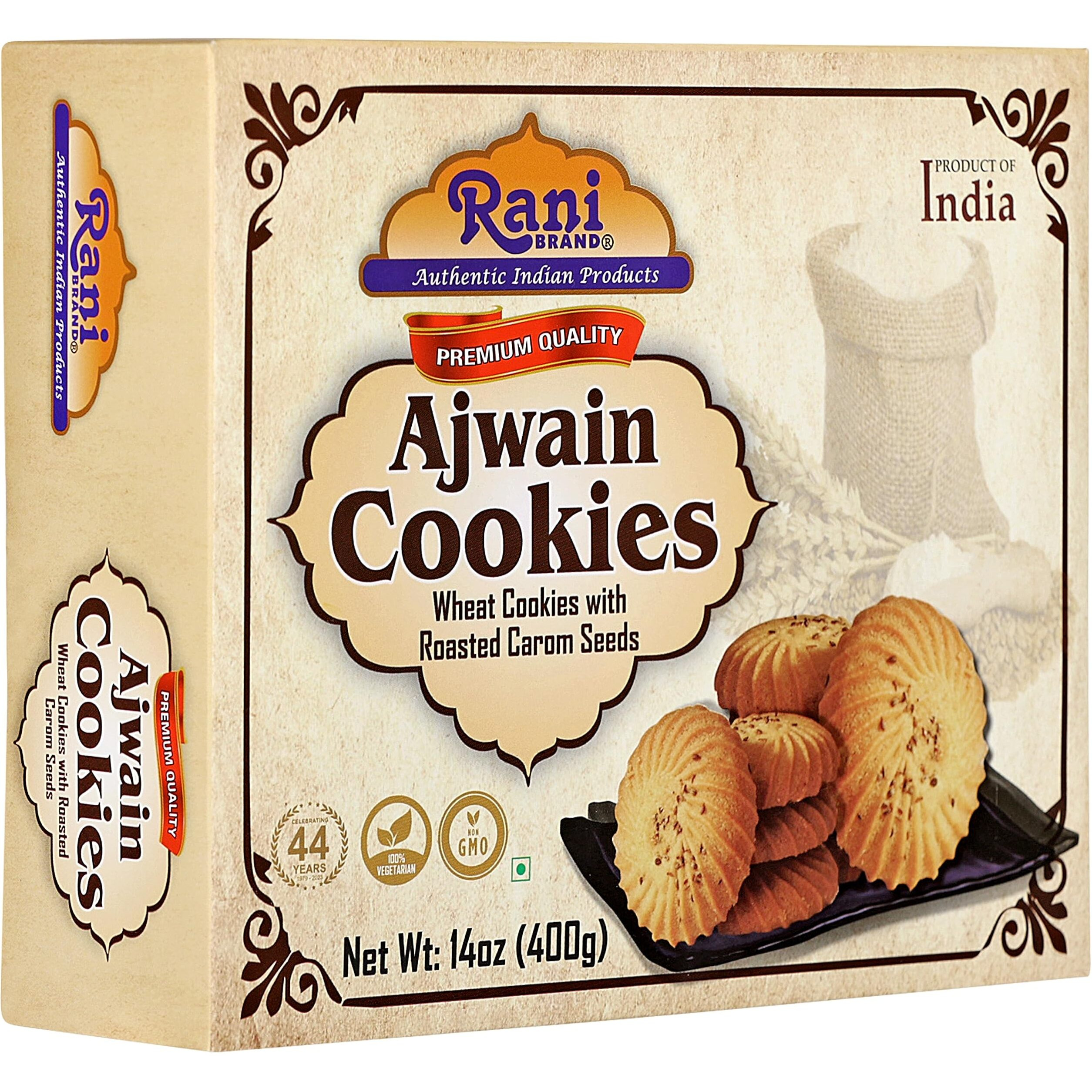 Rani Cookies Variety Pack of 4 (Gur Atta, Almond, Ajwain, Dry Fruits) 14oz (400g) each, Premium Quality Indian Cookies ~ Vegan, Non-GMO, Indian Origin