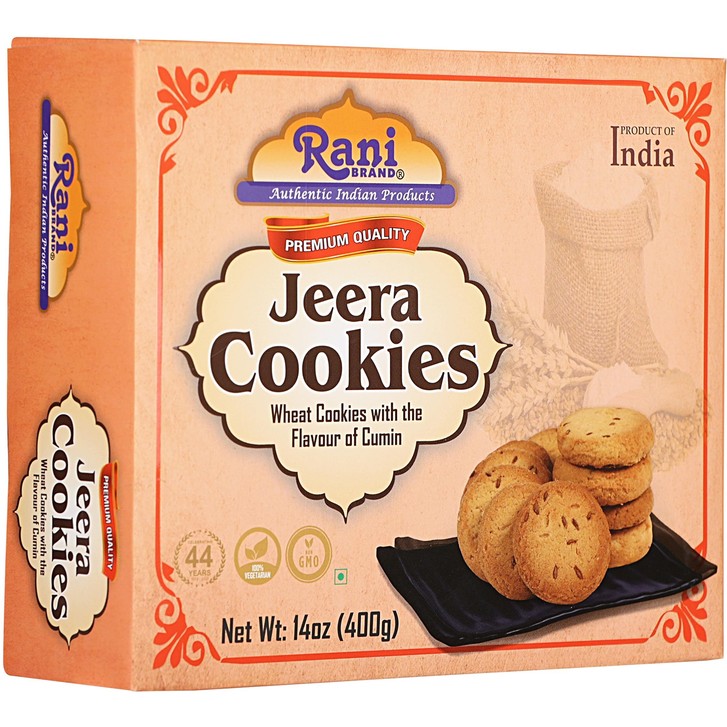 Rani Cookies Variety Pack of 4 (Jeera, Choco Chip, Dry Fruits, Atta) 14oz (400g) each, Premium Quality Indian Cookies ~ Vegan, Non-GMO, Indian Origin