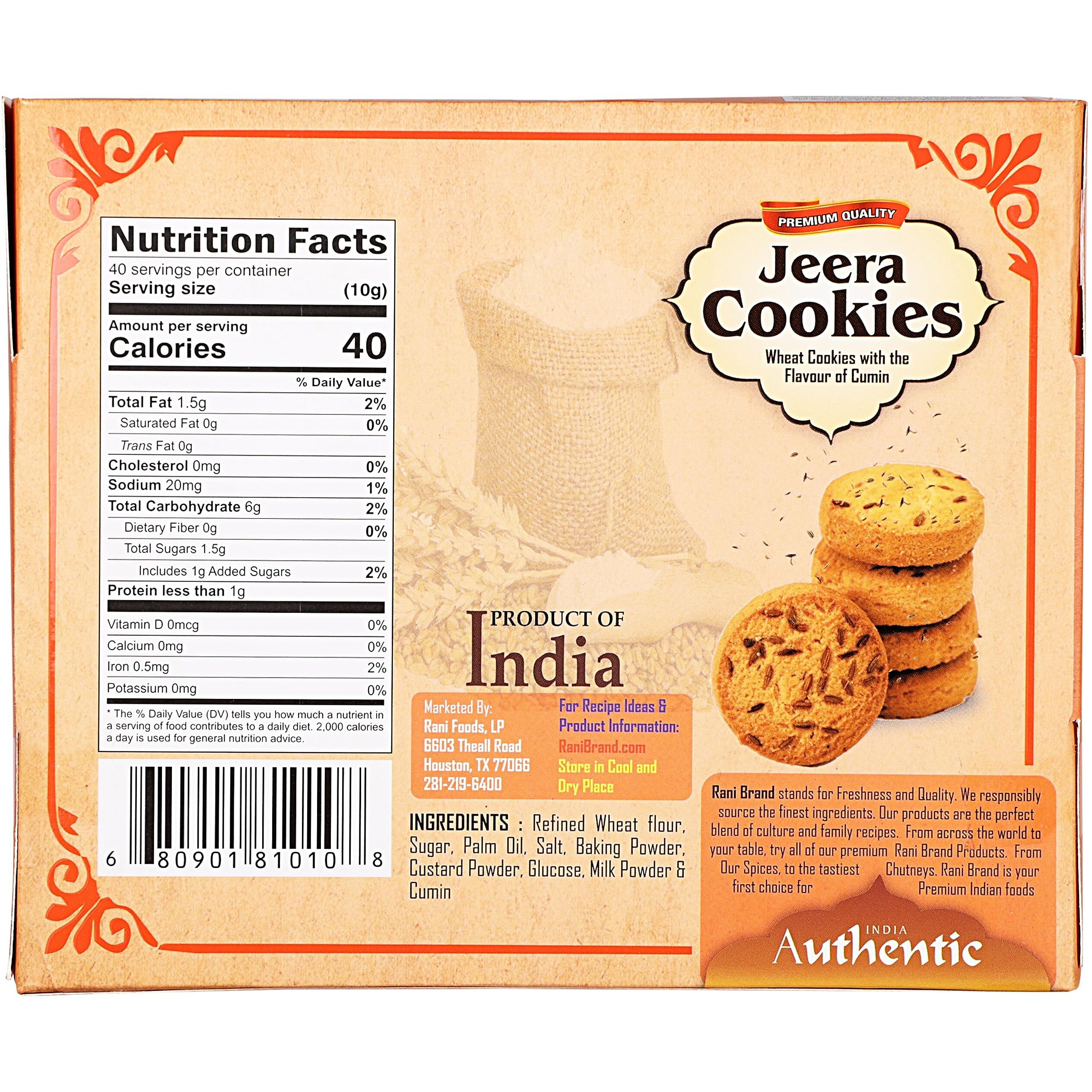 Rani Cookies Variety Pack of 4 (Jeera, Choco Chip, Dry Fruits, Atta) 14oz (400g) each, Premium Quality Indian Cookies ~ Vegan, Non-GMO, Indian Origin