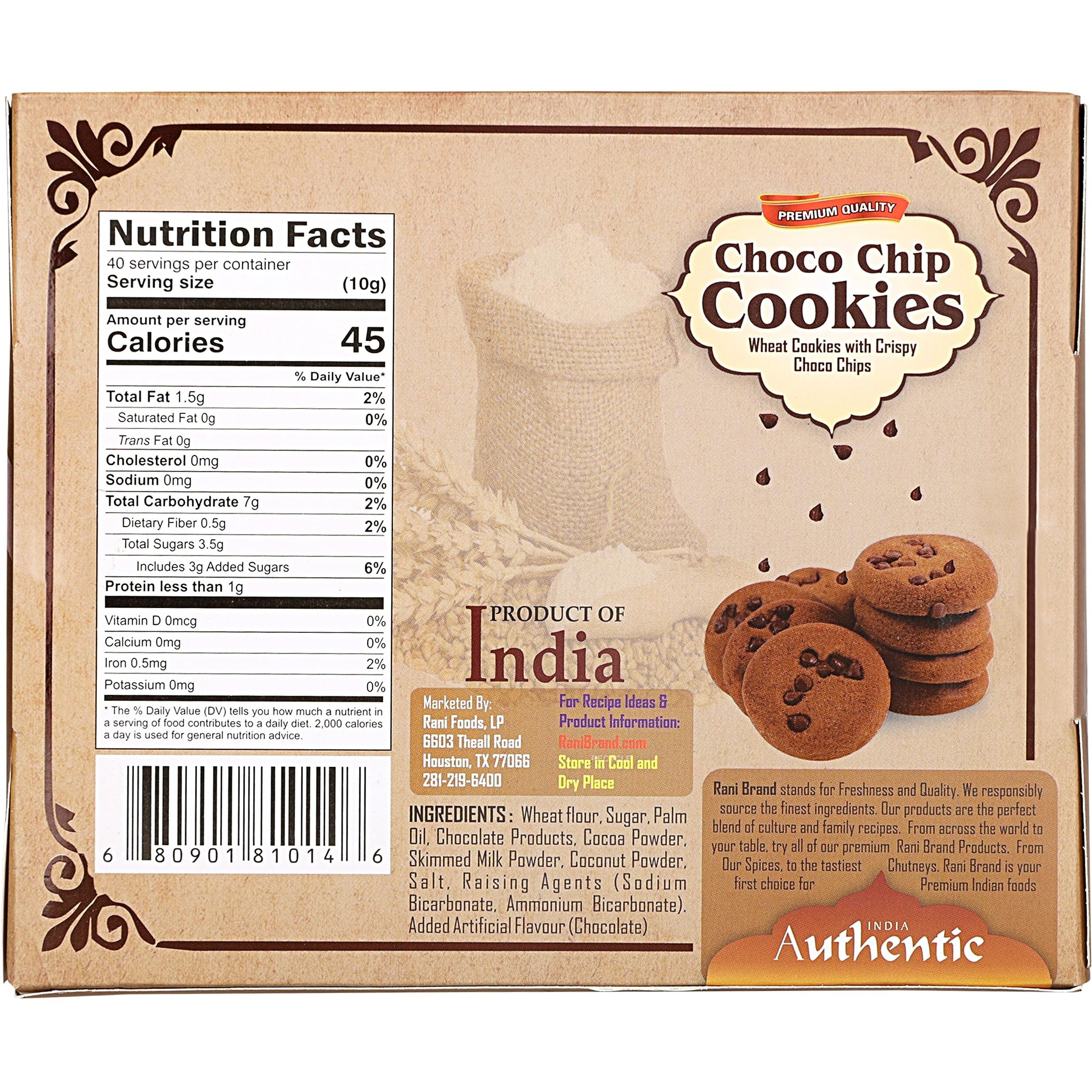 Rani Cookies Variety Pack of 4 (Jeera, Choco Chip, Dry Fruits, Atta) 14oz (400g) each, Premium Quality Indian Cookies ~ Vegan, Non-GMO, Indian Origin