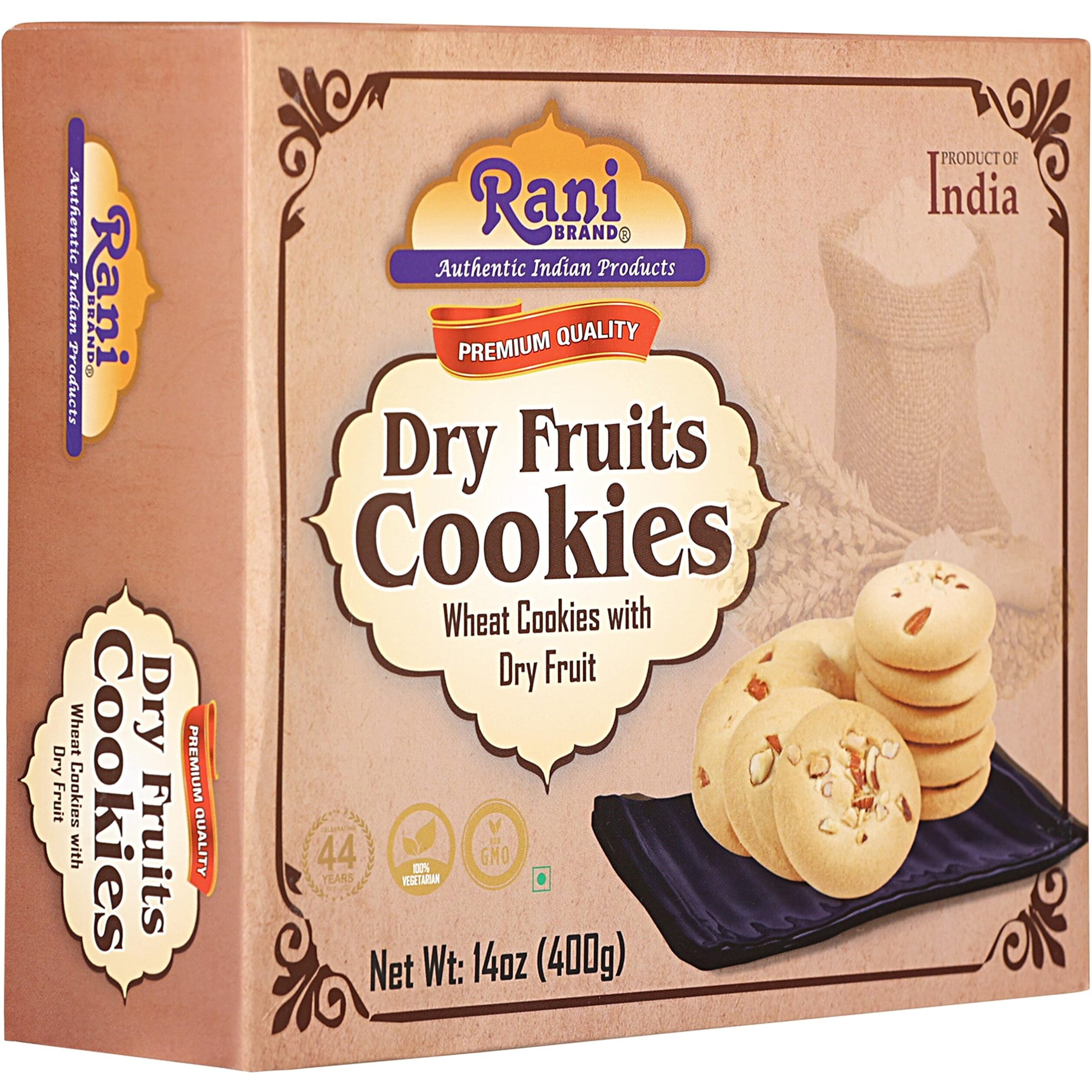 Rani Cookies Variety Pack of 4 (Jeera, Choco Chip, Dry Fruits, Atta) 14oz (400g) each, Premium Quality Indian Cookies ~ Vegan, Non-GMO, Indian Origin
