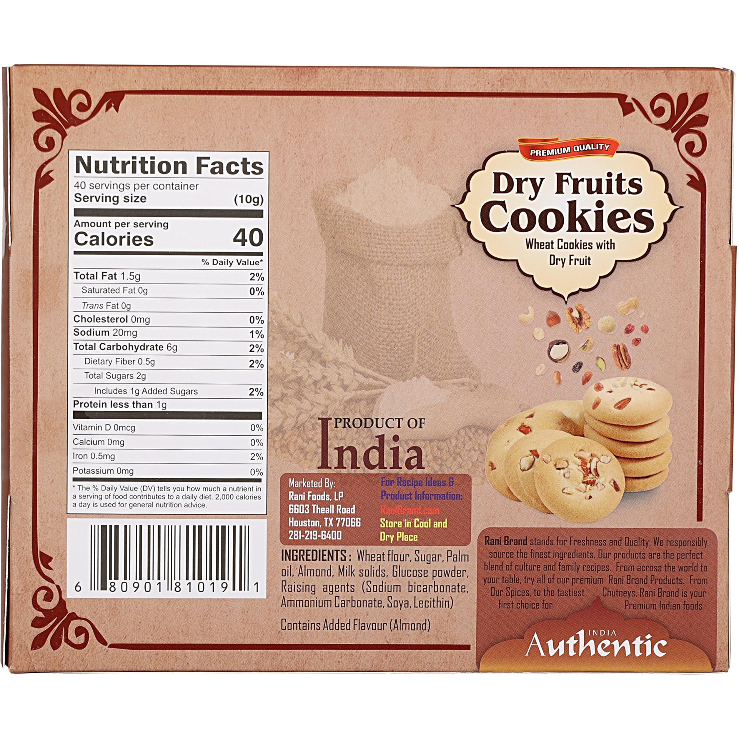 Rani Cookies Variety Pack of 4 (Jeera, Choco Chip, Dry Fruits, Atta) 14oz (400g) each, Premium Quality Indian Cookies ~ Vegan, Non-GMO, Indian Origin