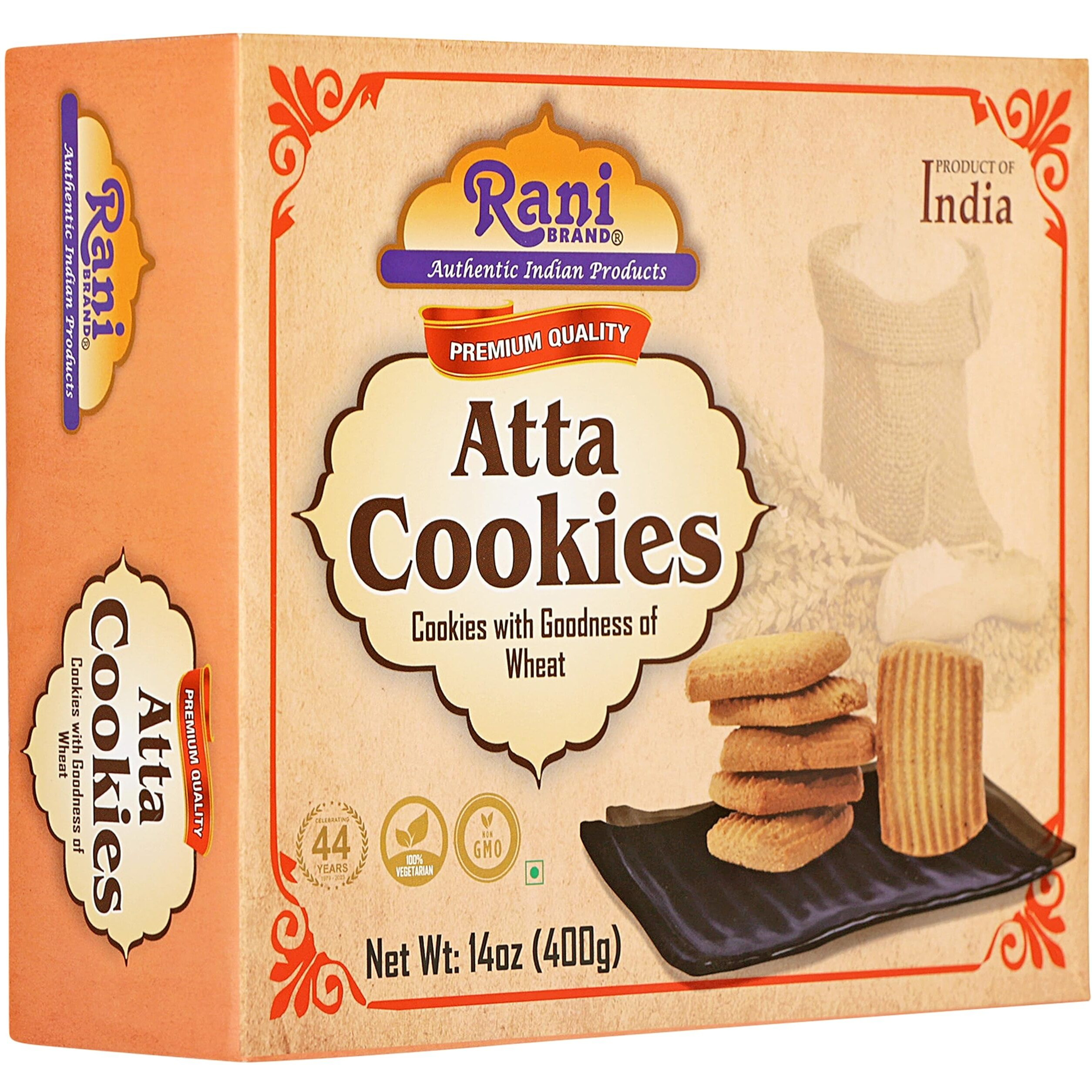 Rani Cookies Variety Pack of 4 (Jeera, Choco Chip, Dry Fruits, Atta) 14oz (400g) each, Premium Quality Indian Cookies ~ Vegan, Non-GMO, Indian Origin