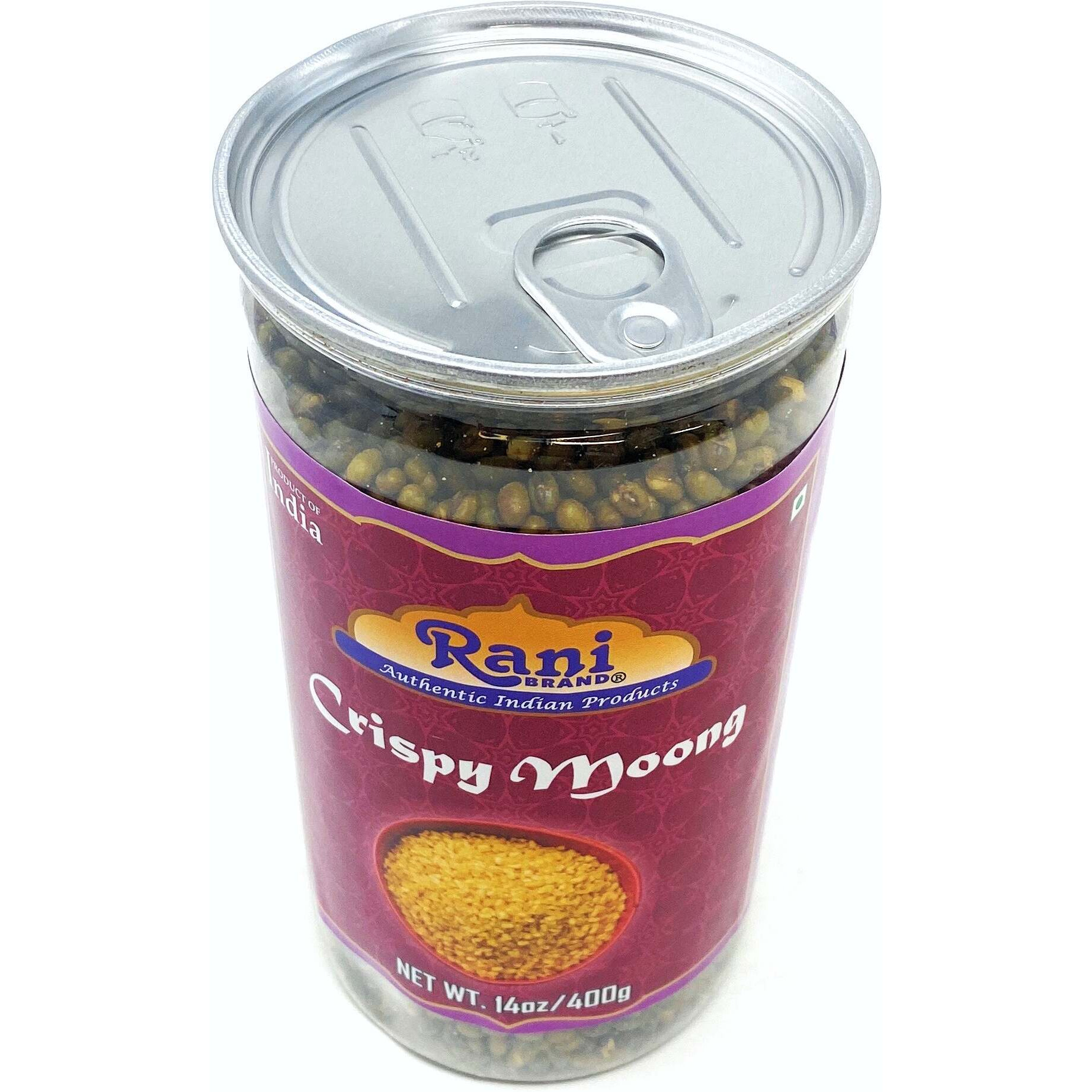Rani Crispy Moong 14oz (400g) Vacuum Sealed, Easy Open Top, Resealable Container ~ Indian Tasty Treats, All Natural, Vegan, NON-GMO, Indian Origin