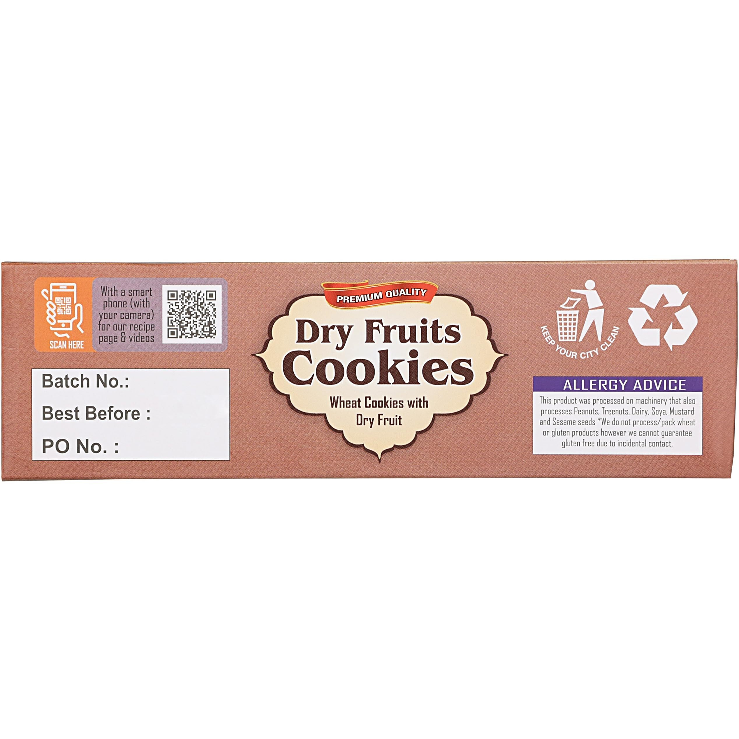 Rani Dry Fruits Cookies (Wheat Cookies with Dry Fruits) 14oz (400g) Pack of 3+1 FREE, Premium Quality Indian Cookies ~ All Natural, Vegan, Non-GMO, Indian Origin