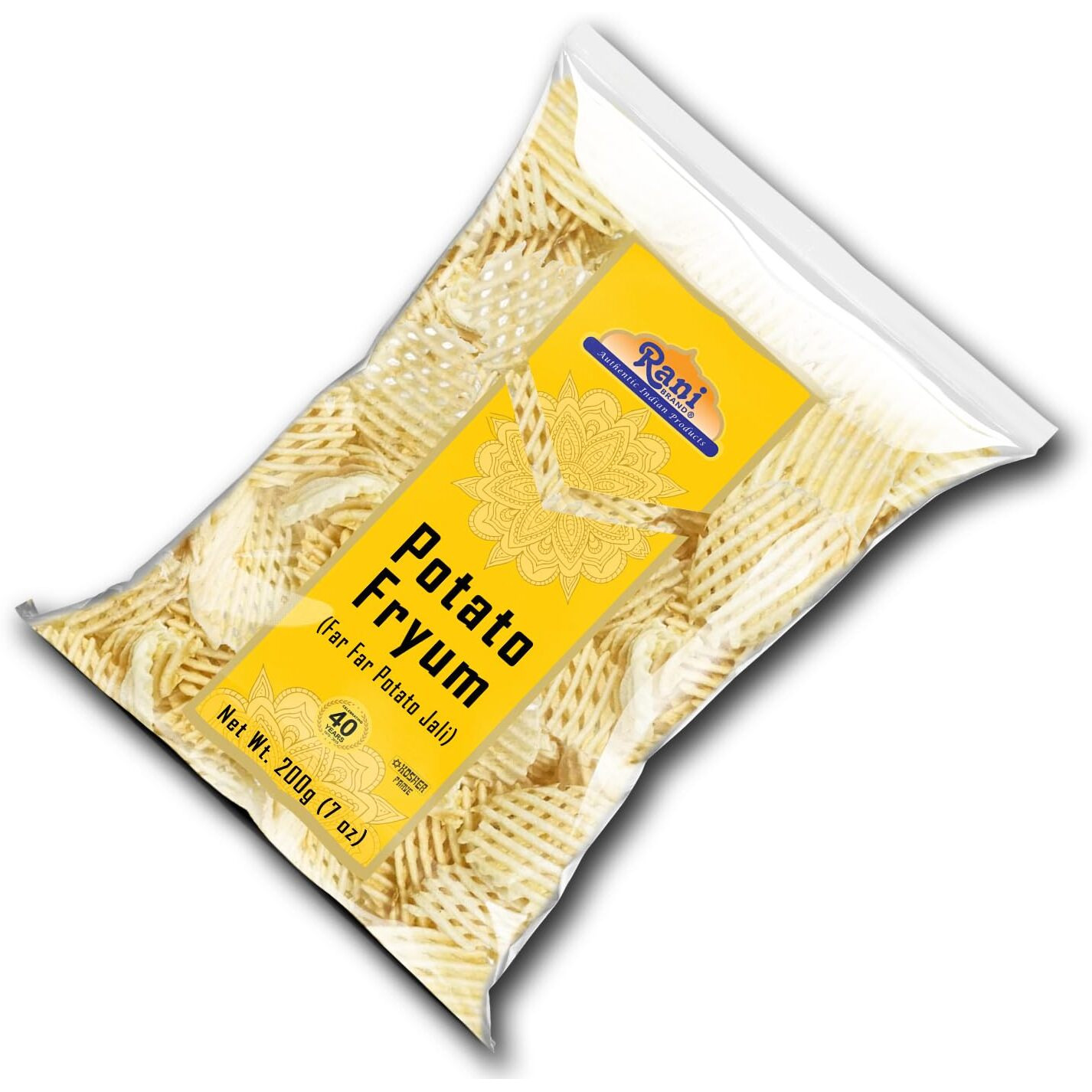 Rani Far Far / Fryums (Wheat & Tapioca Pellet) Potato Jhali 7oz (200g) ~ Vegan, Kosher, Uncooked, Used to Make Papad, Bhungra / Chip Snack