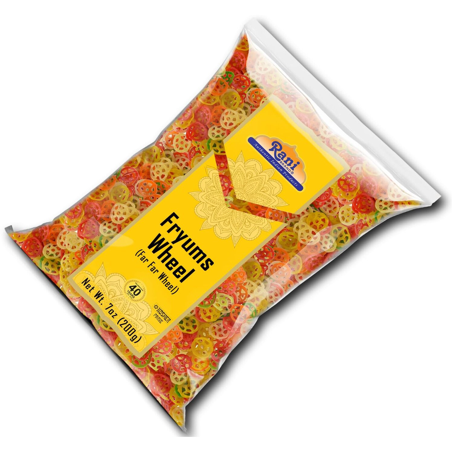 Rani Far Far/Fryums (Wheat & Tapioca Pellet) Wheel Shape 7oz (200g) ~ Vegan, Kosher, Uncooked, Used to Make Papad, Bhungra/Chip Snack