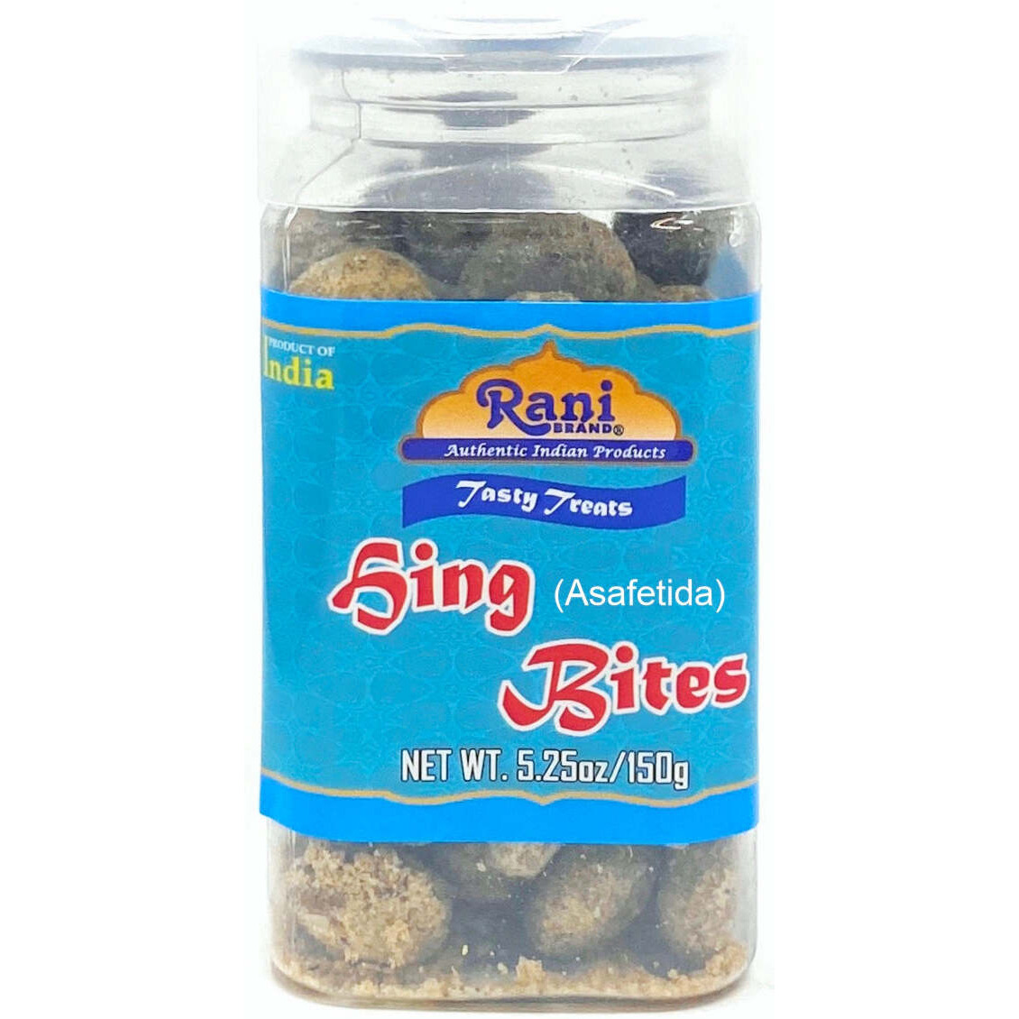 Rani Hing (Asafetida) Bites 5.25oz (150g) Vacuum Sealed, Easy Open Top, Resealable Container ~ Indian Tasty Treats, Vegan, Gluten Friendly, NON-GMO, Indian Origin