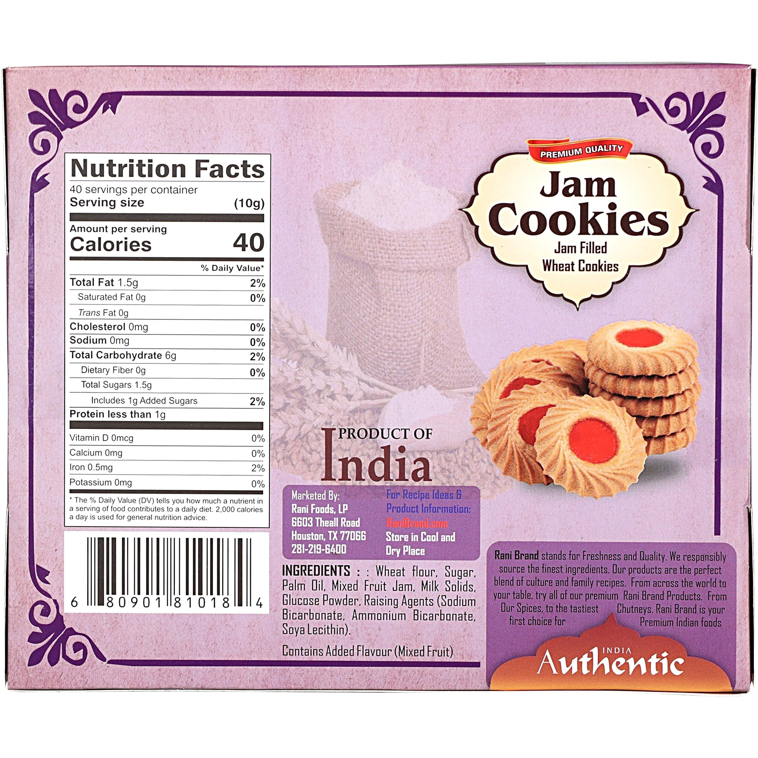 Rani Jam Cookies (Jam Filled Wheat Cookies) 14oz (400g) Pack of 3+1 FREE, Premium Quality Indian Cookies ~ Vegan, Non-GMO, Indian Origin