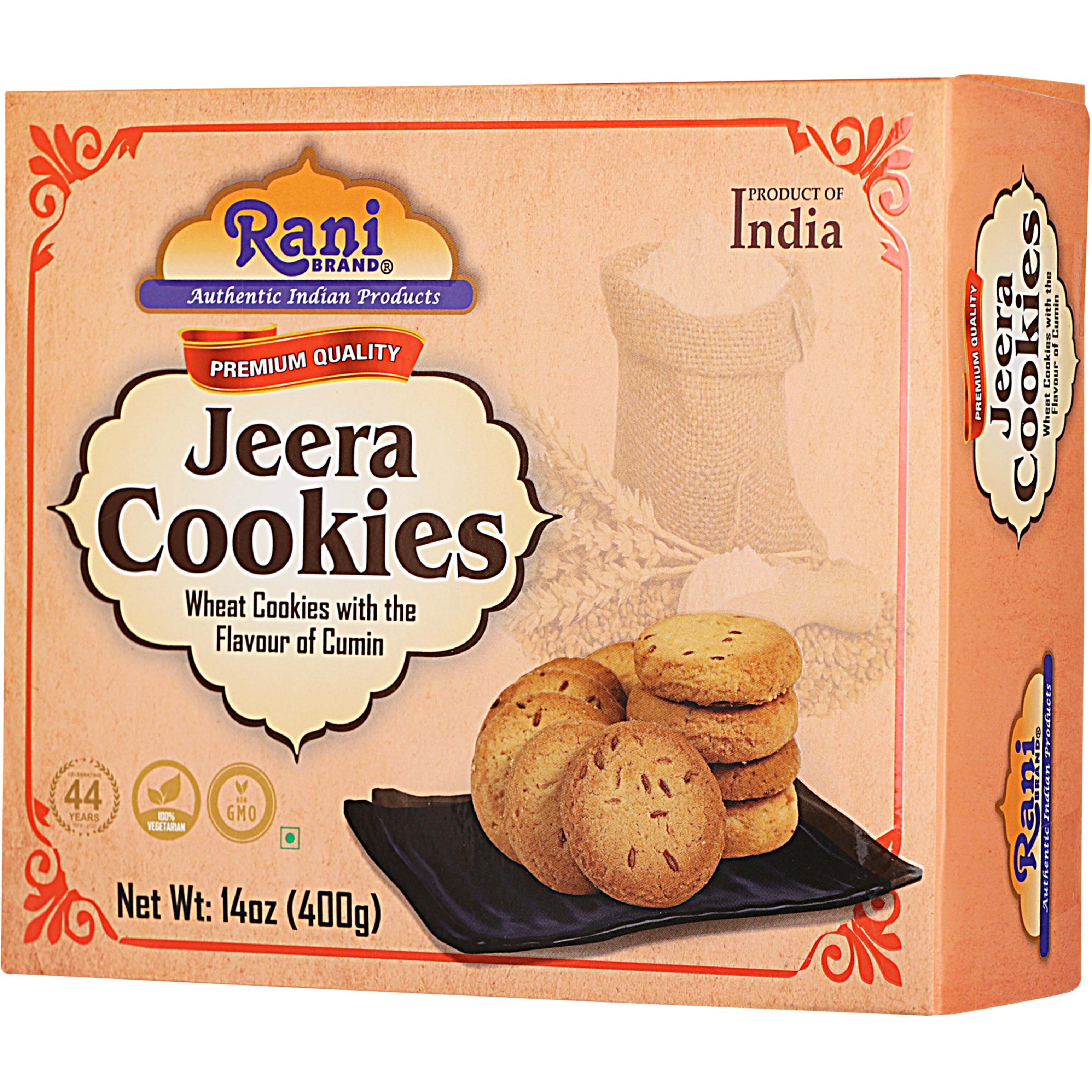 Rani Jeera Cookies (Wheat Cookies with the Flavor of Cumin) 14oz (400g) Pack of 3+1 FREE, Premium Quality Indian Cookies ~ All Natural, Vegan, Non-GMO, Indian Origin