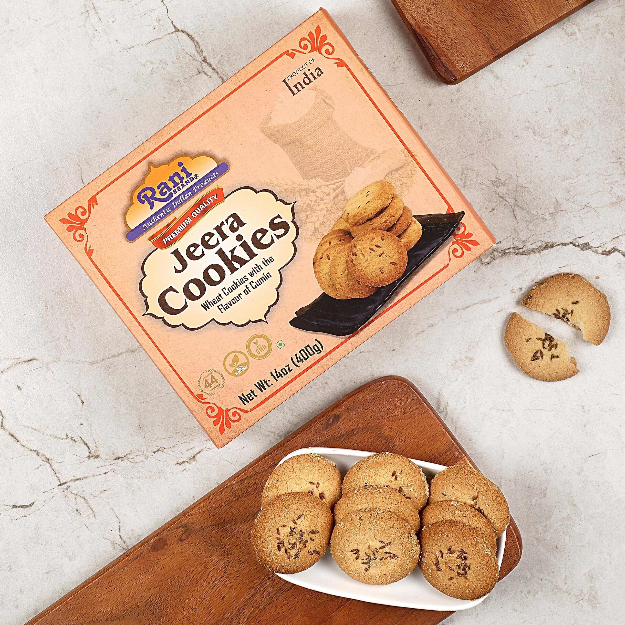 Rani Jeera Cookies (Wheat Cookies with the Flavor of Cumin) 14oz (400g) Premium Quality Indian Cookies ~ All Natural, Vegan, Non-GMO, Indian Origin