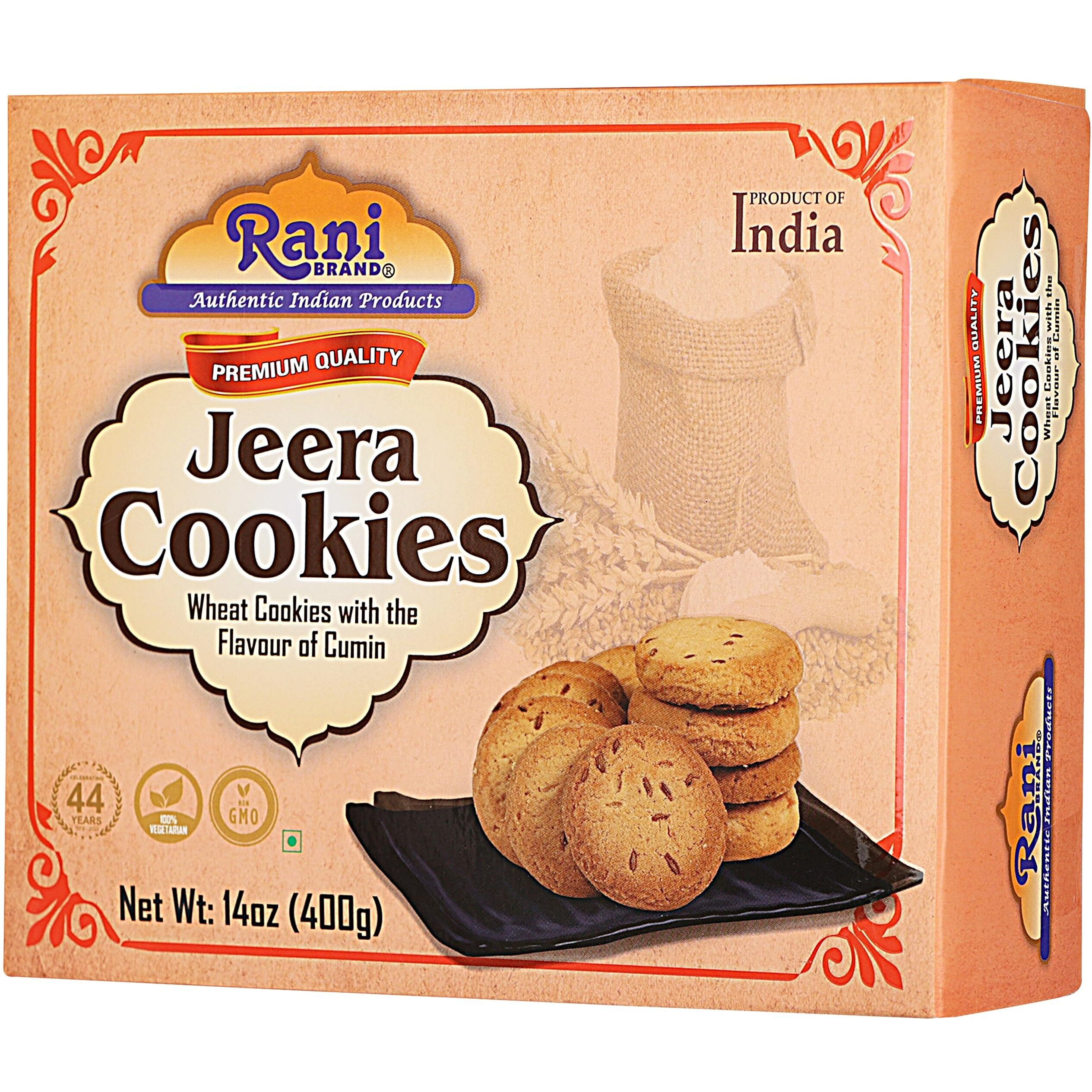 Rani Jeera Cookies (Wheat Cookies with the Flavor of Cumin) 14oz (400g) Premium Quality Indian Cookies ~ All Natural, Vegan, Non-GMO, Indian Origin