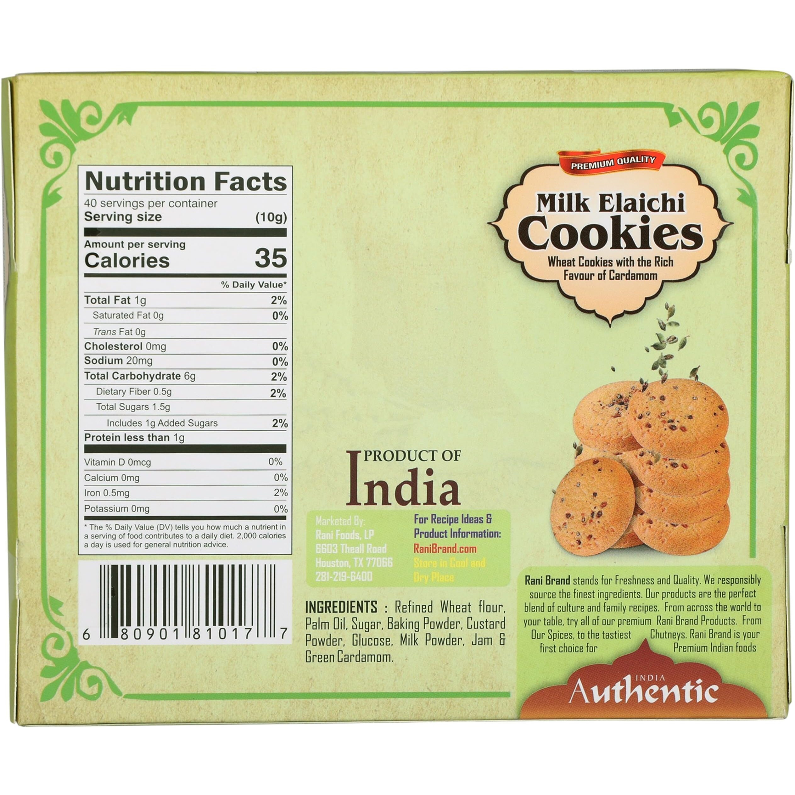 Rani Milk Elaichi Cookies (Wheat Cookies with the Rich Flavor of Cardamom) 14oz (400g) Premium Quality Indian Cookies ~ All Natural, Vegan, Non-GMO, Indian Origin