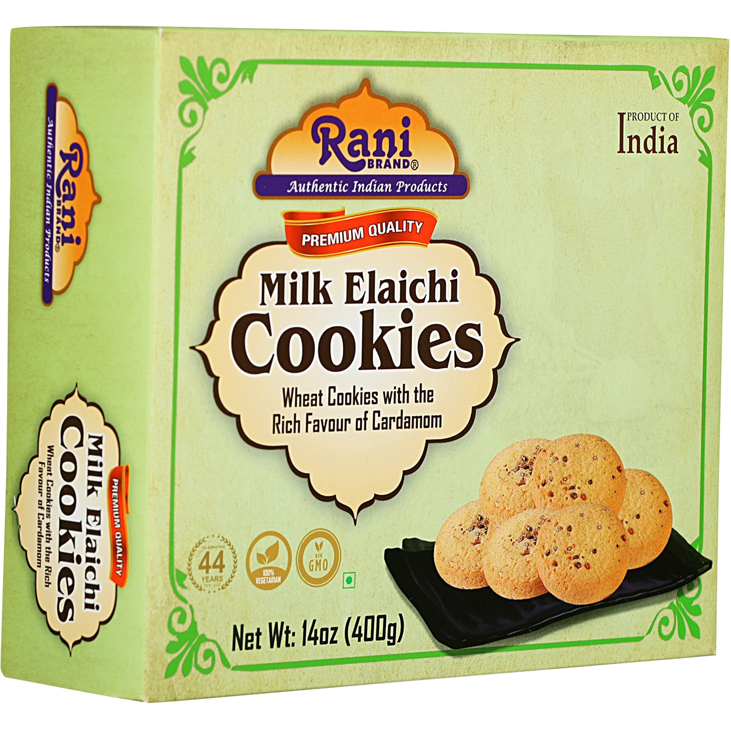 Rani Milk Elaichi Cookies (Wheat Cookies with the Rich Flavor of Cardamom) 14oz (400g) Premium Quality Indian Cookies ~ All Natural, Vegan, Non-GMO, Indian Origin